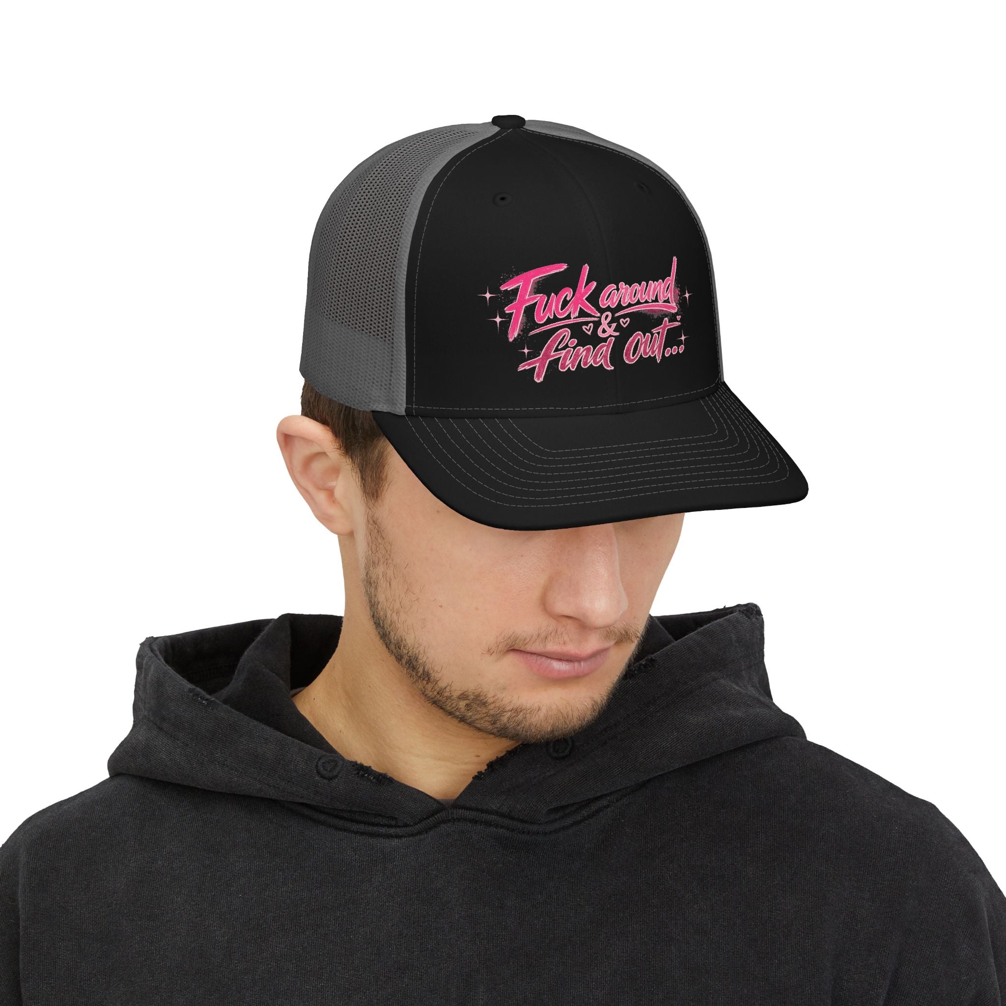 Trucker Cap — "F*** Around & Find Out" Pink Script Snapback