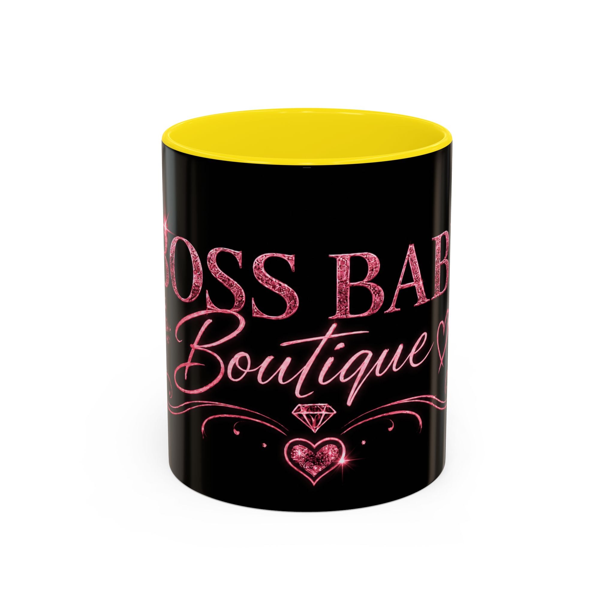 Boss Babe Boutique Coffee Mug — Pink Glitter Script Accent Mug (11/15oz)