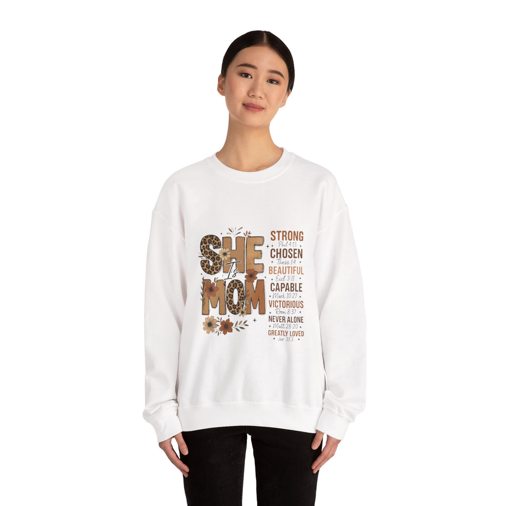 She Mom floral leopard typography Sweatshirt | inspirational mom quote