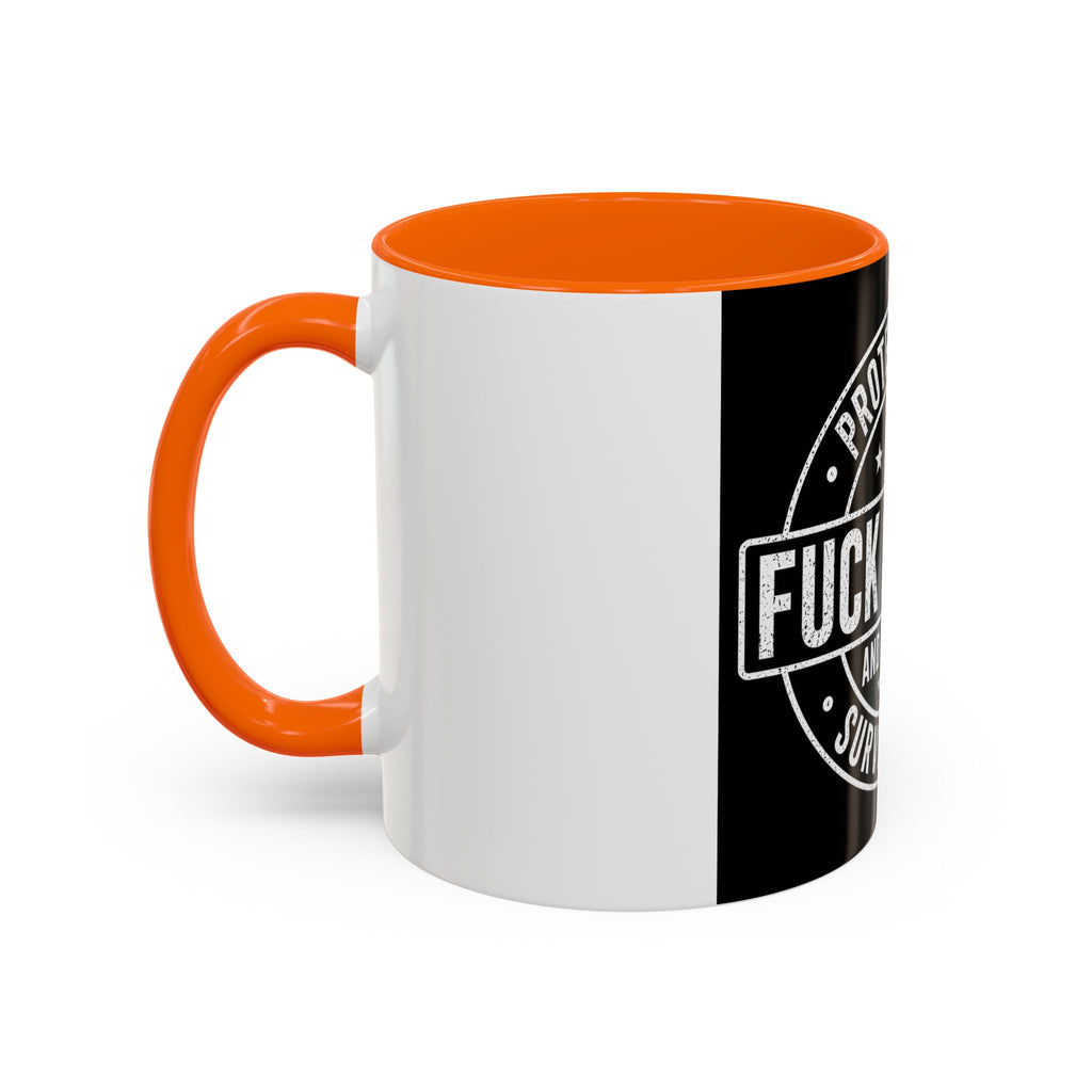 Coffee Mug — "Protected by Surveillance: Fuck Around and Find Out" Black Accent