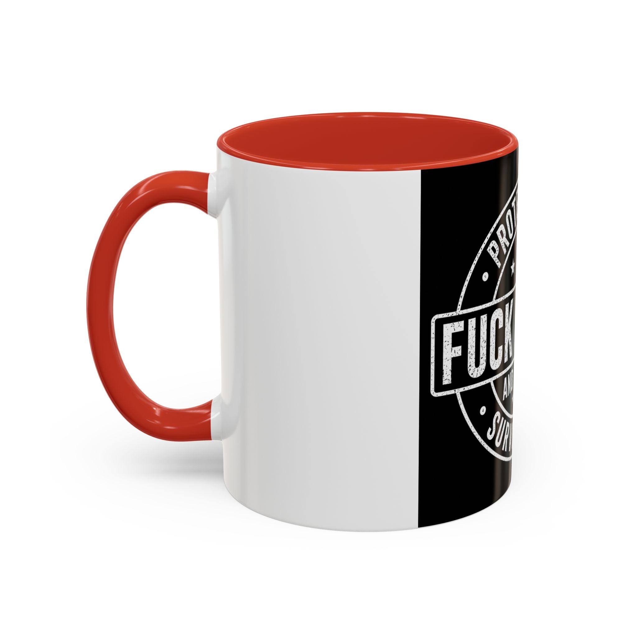 Coffee Mug — "Protected by Surveillance: Fuck Around and Find Out" Black Accent