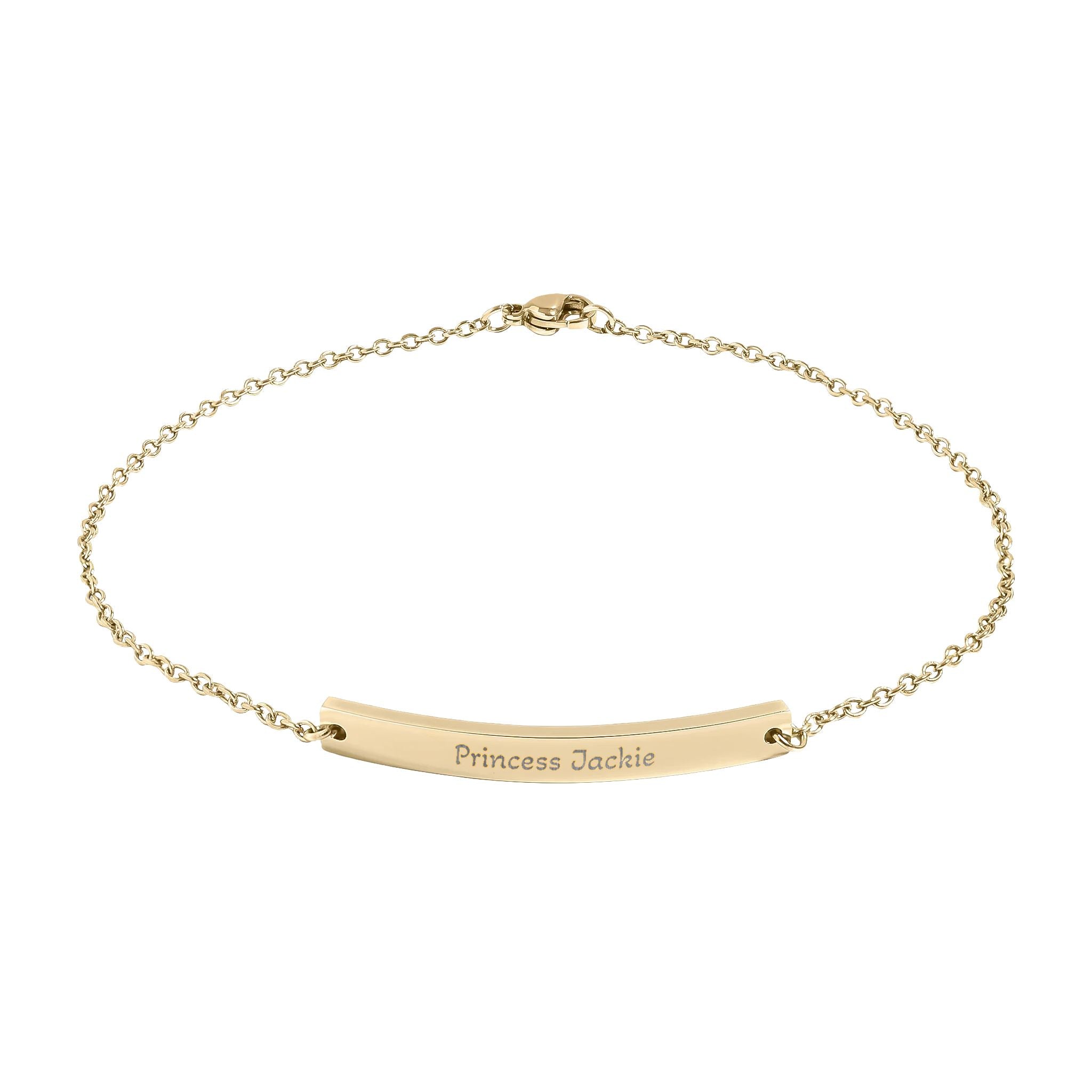 Personalized Curved Bar Anklet — Engraved Name Beach Bracelet