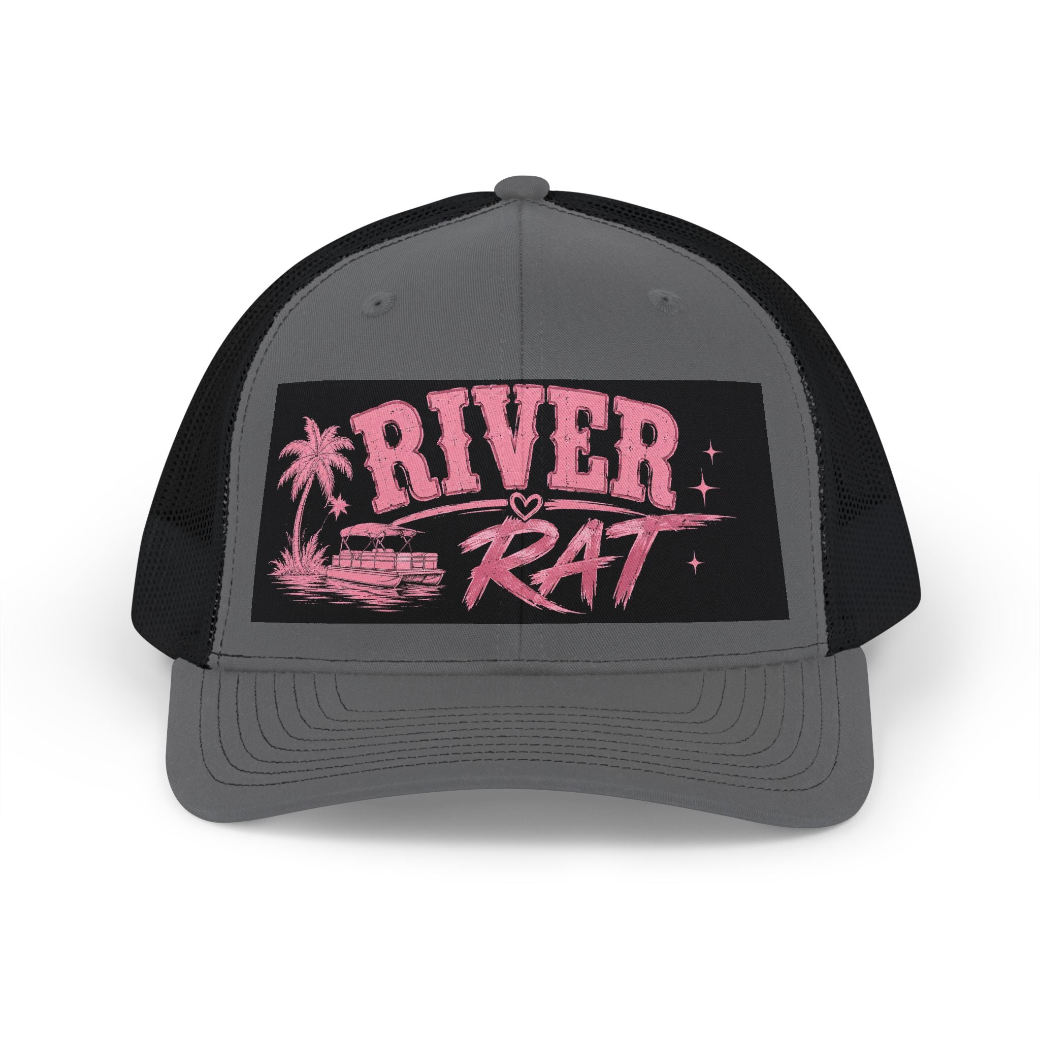 River Rat Trucker Hat — Pink Retro Boat Snapback Cap