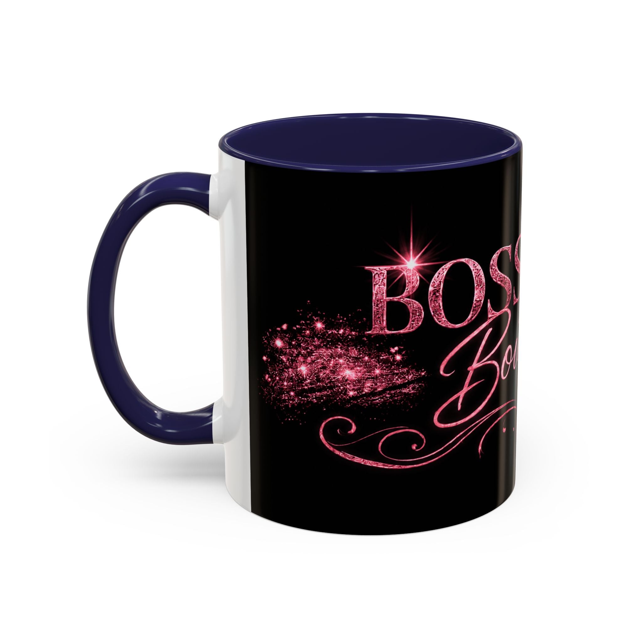 Boss Babe Boutique Coffee Mug — Pink Glitter Script Accent Mug (11/15oz)