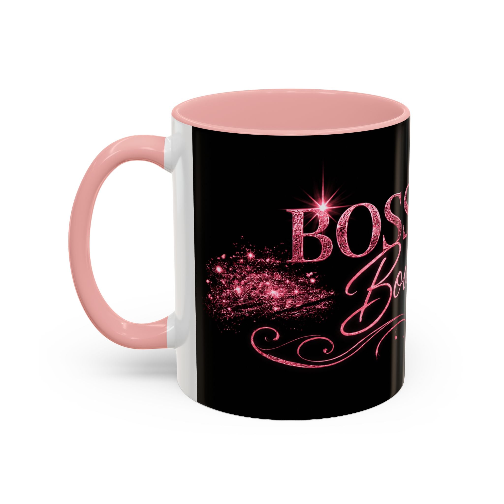Boss Babe Boutique Coffee Mug — Pink Glitter Script Accent Mug (11/15oz)