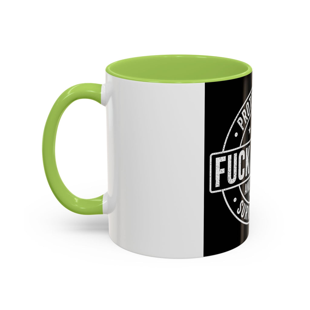 Coffee Mug — "Protected by Surveillance: Fuck Around and Find Out" Black Accent