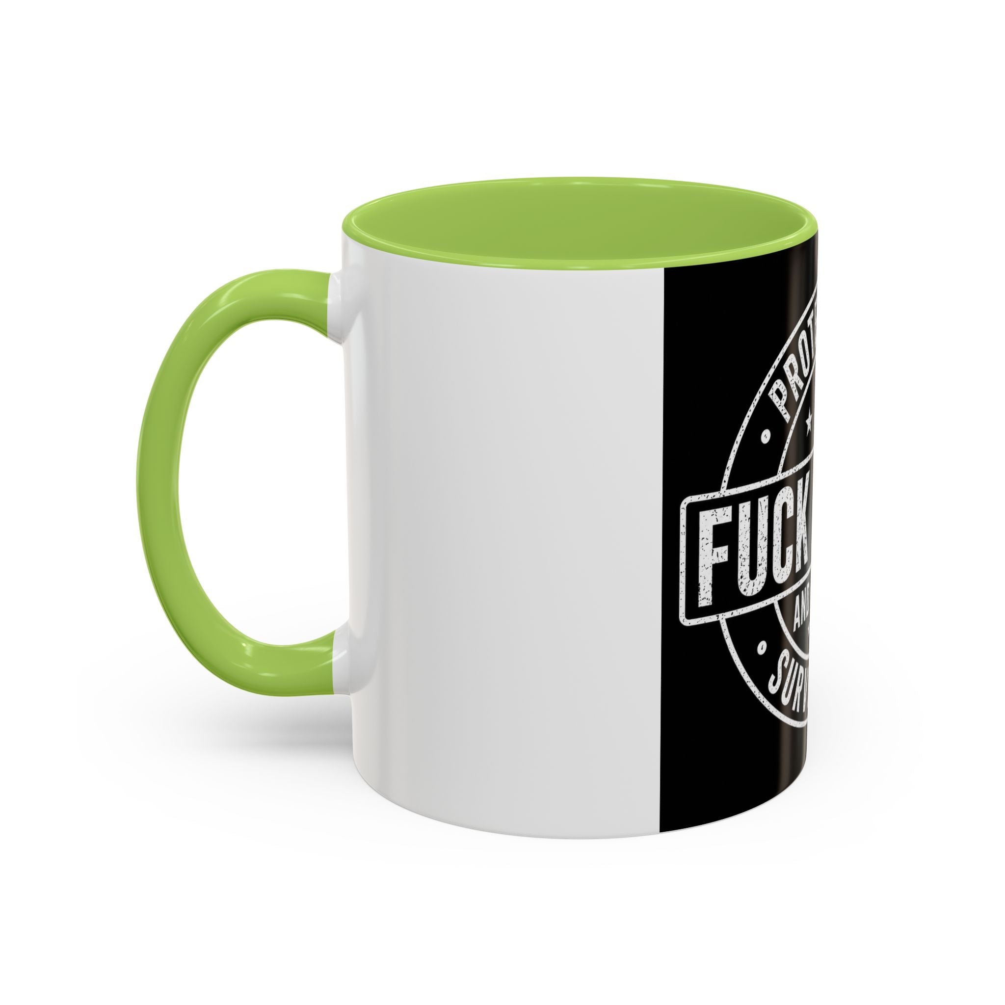 Coffee Mug — "Protected by Surveillance: Fuck Around and Find Out" Black Accent