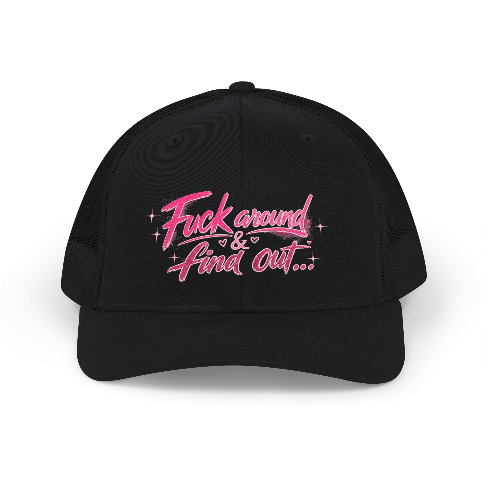Trucker Cap — "F*** Around & Find Out" Pink Script Snapback