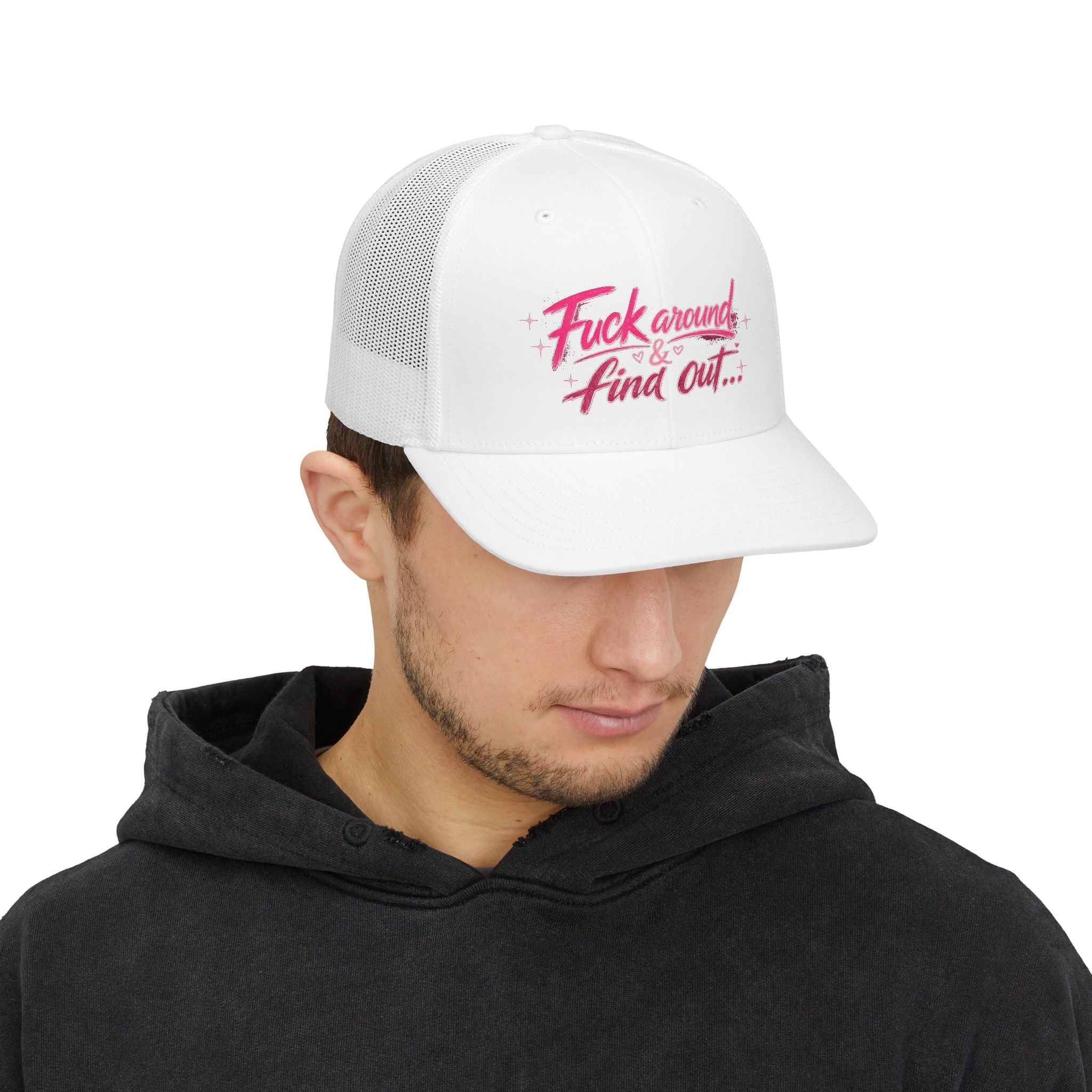 Trucker Cap — "F*** Around & Find Out" Pink Script Snapback