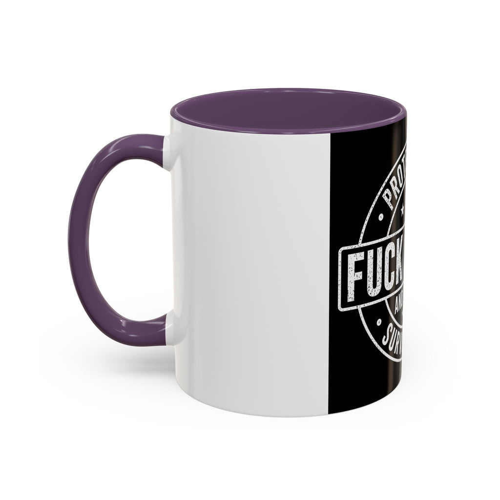 Coffee Mug — "Protected by Surveillance: Fuck Around and Find Out" Black Accent