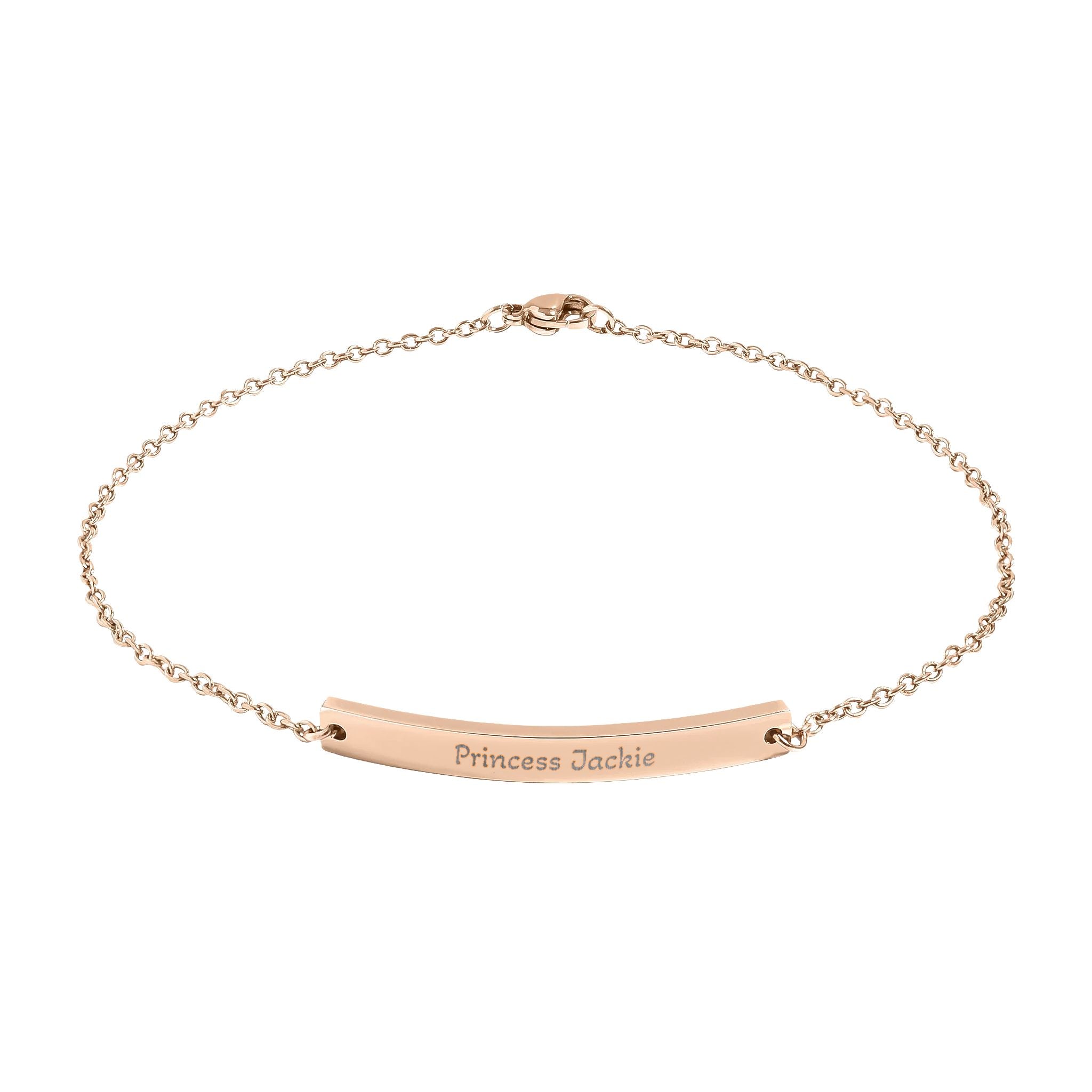 Personalized Curved Bar Anklet — Engraved Name Beach Bracelet