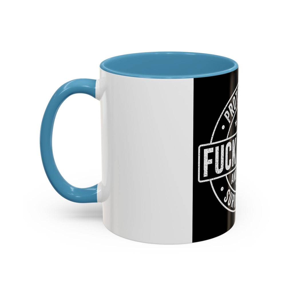 Coffee Mug — "Protected by Surveillance: Fuck Around and Find Out" Black Accent