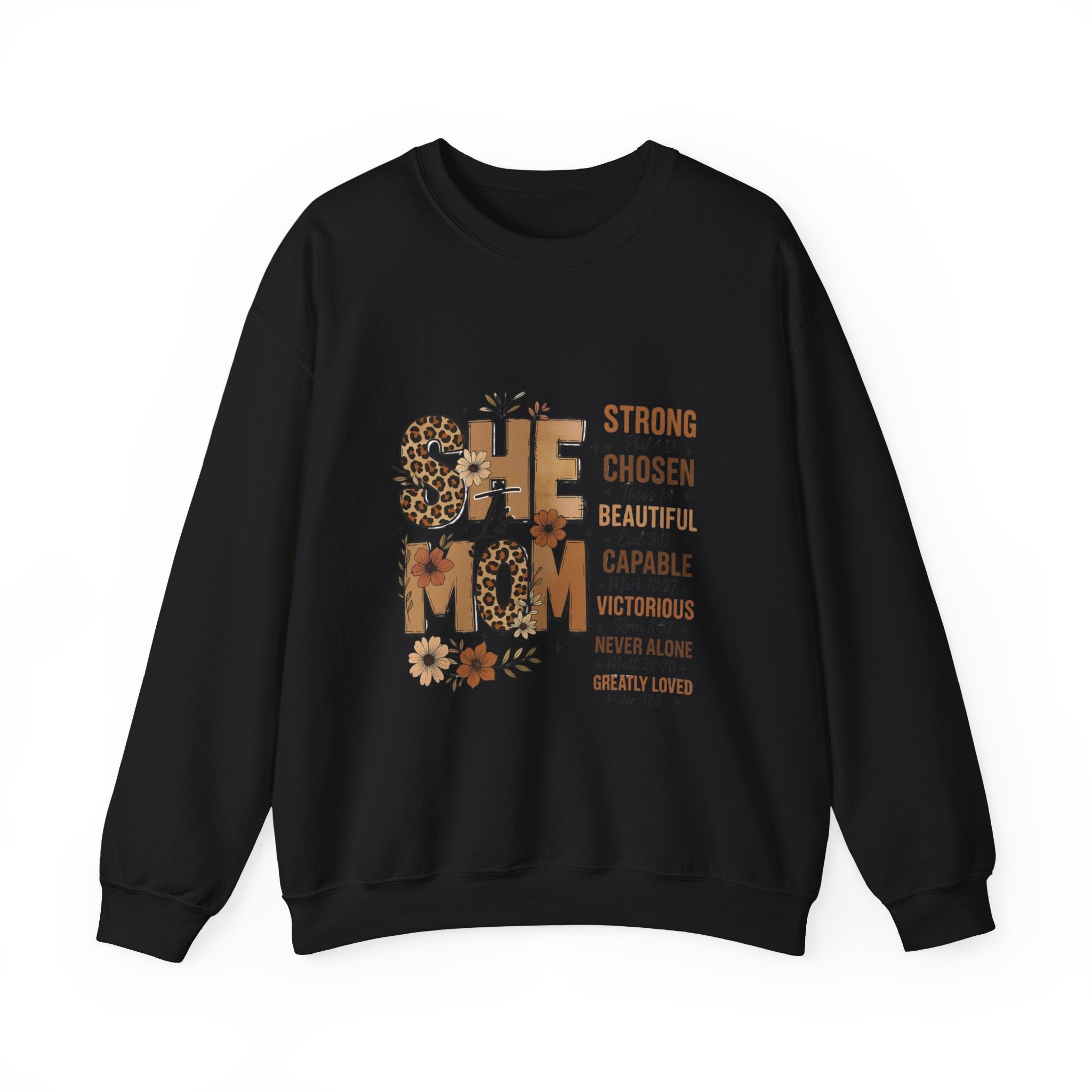 She Mom floral leopard typography Sweatshirt | inspirational mom quote