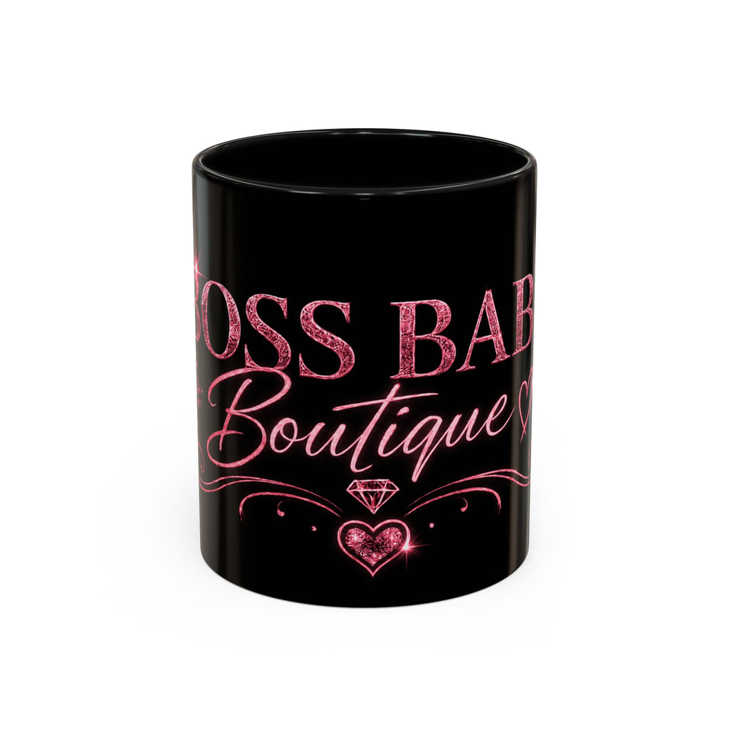 Boss Babe Boutique Coffee Mug — Pink Glitter Script Accent Mug (11/15oz)