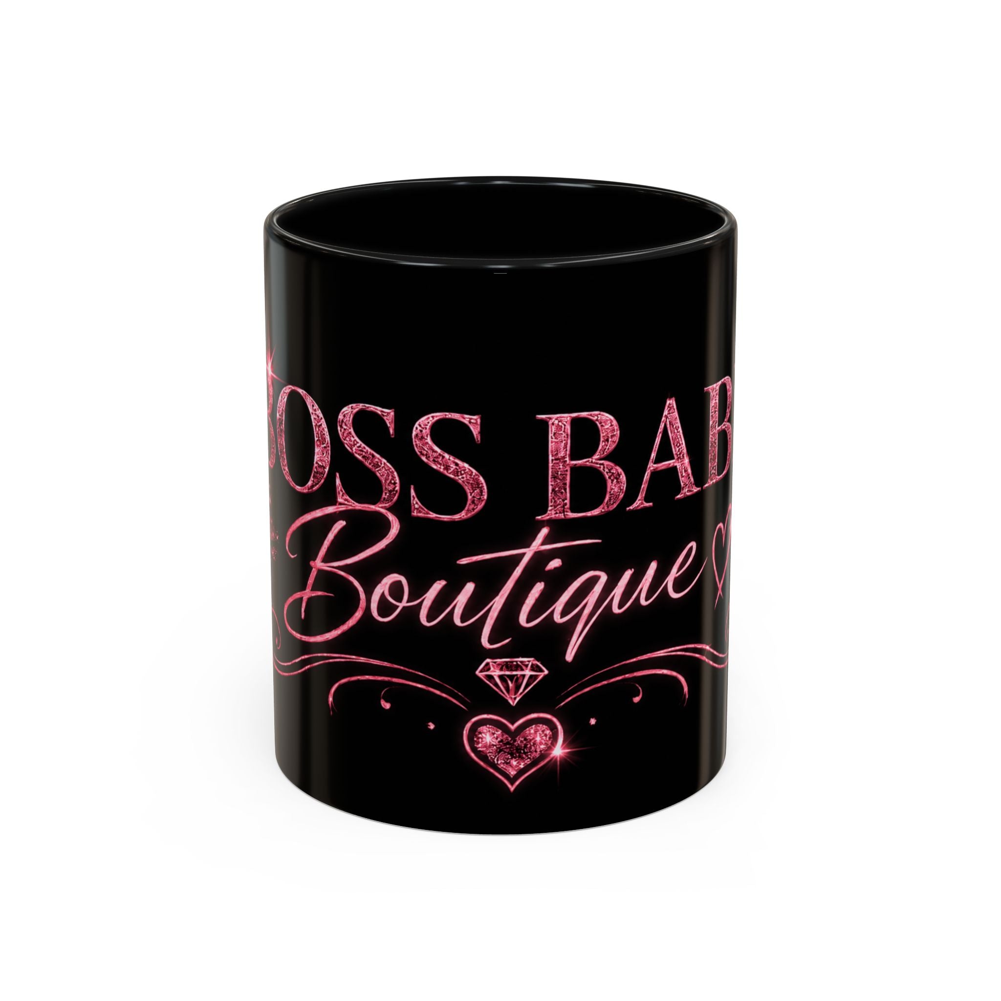 Boss Babe Boutique Coffee Mug — Pink Glitter Script Accent Mug (11/15oz)