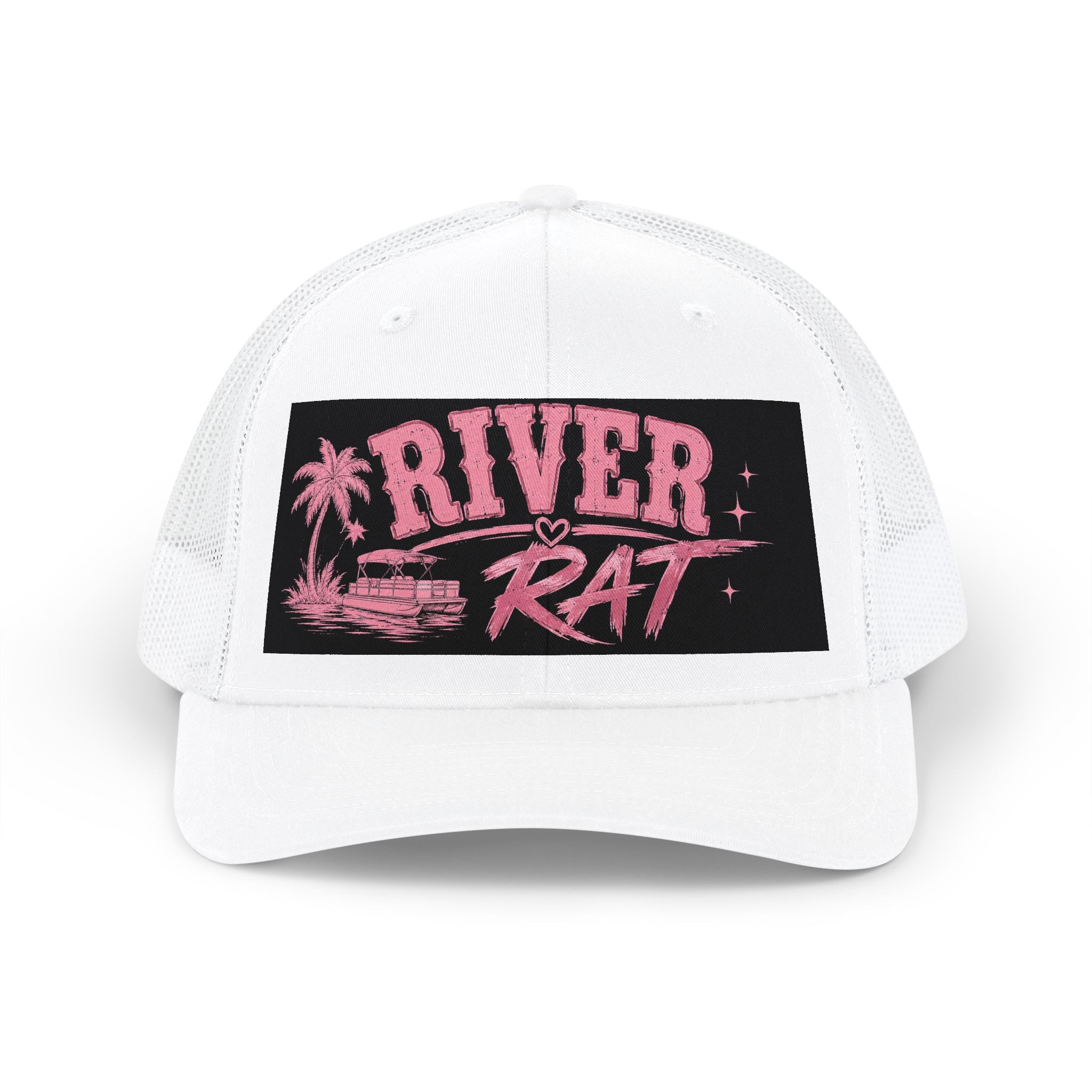 River Rat Trucker Hat — Pink Retro Boat Snapback Cap