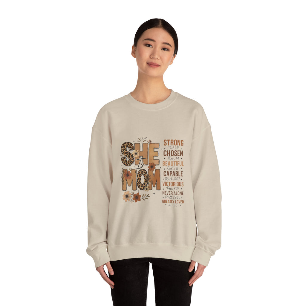 She Mom floral leopard typography Sweatshirt | inspirational mom quote
