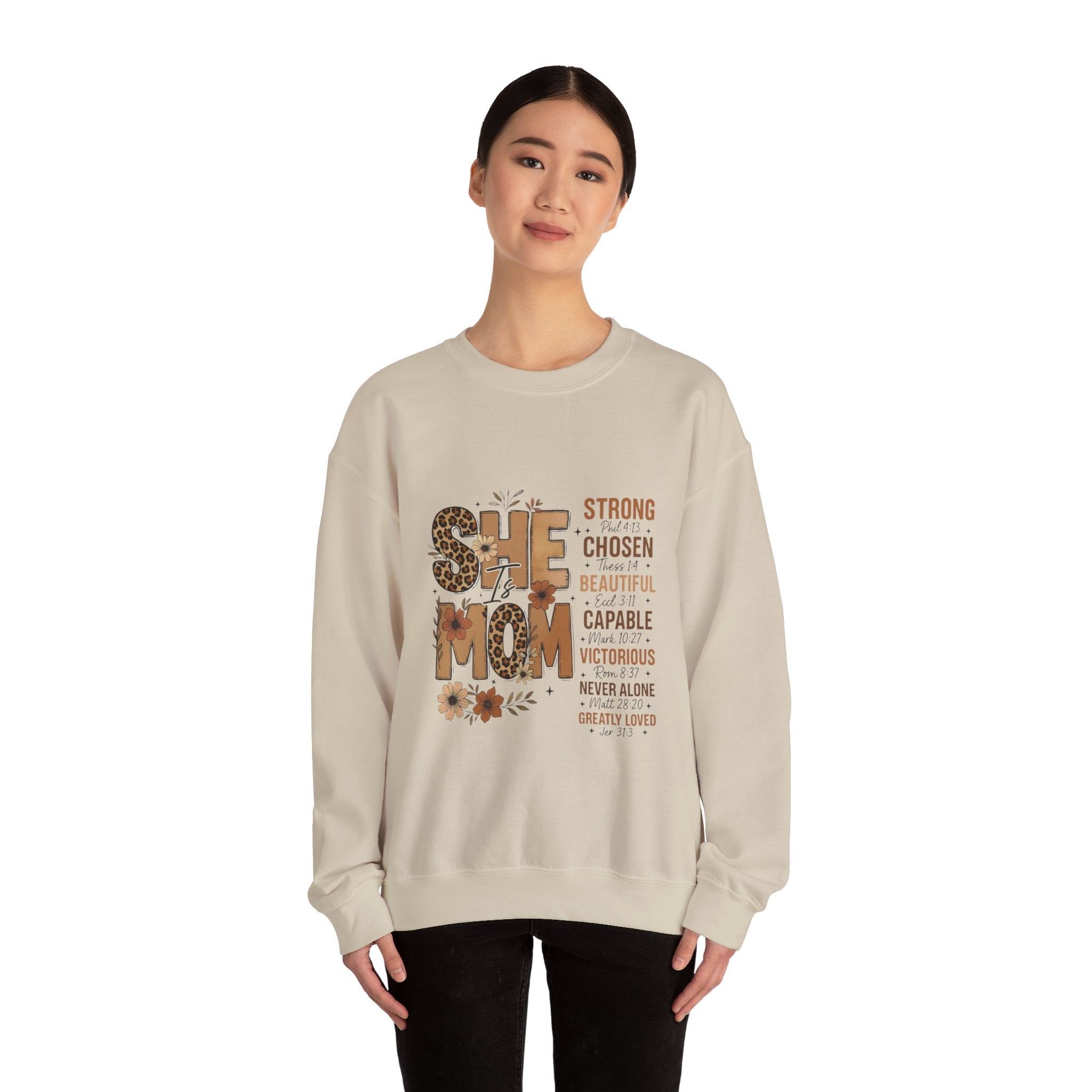 She Mom floral leopard typography Sweatshirt | inspirational mom quote