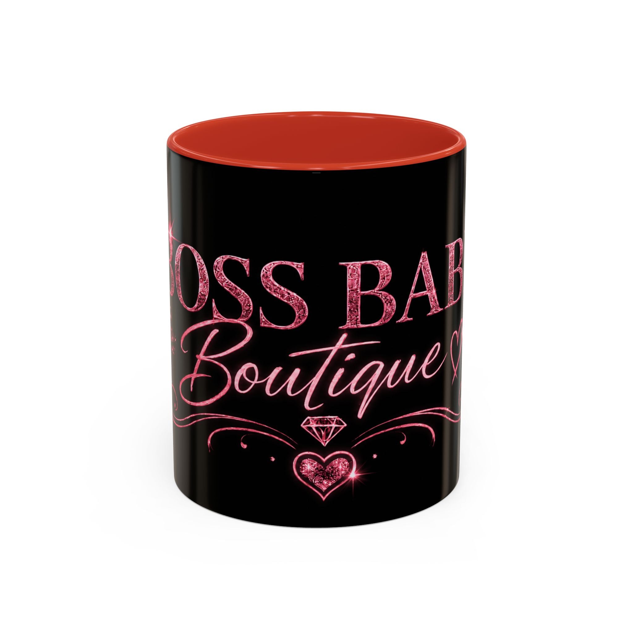 Boss Babe Boutique Coffee Mug — Pink Glitter Script Accent Mug (11/15oz)