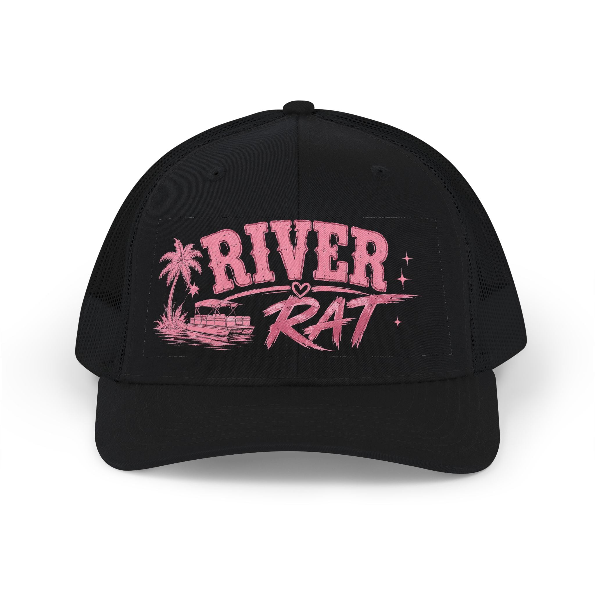 River Rat Trucker Hat — Pink Retro Boat Snapback Cap