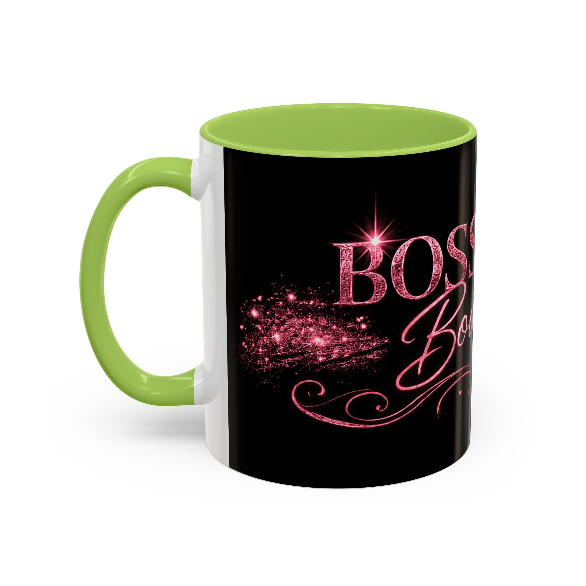 Boss Babe Boutique Coffee Mug — Pink Glitter Script Accent Mug (11/15oz)