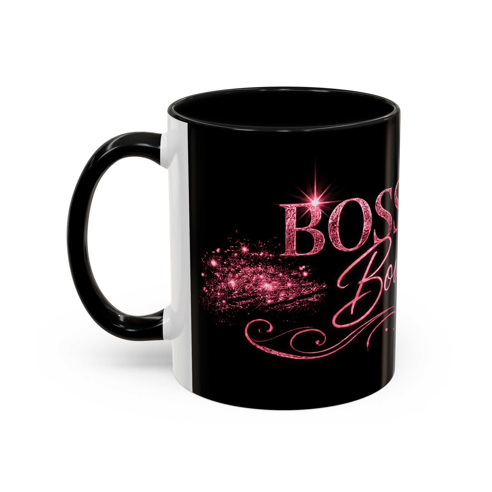 Boss Babe Boutique Coffee Mug — Pink Glitter Script Accent Mug (11/15oz)