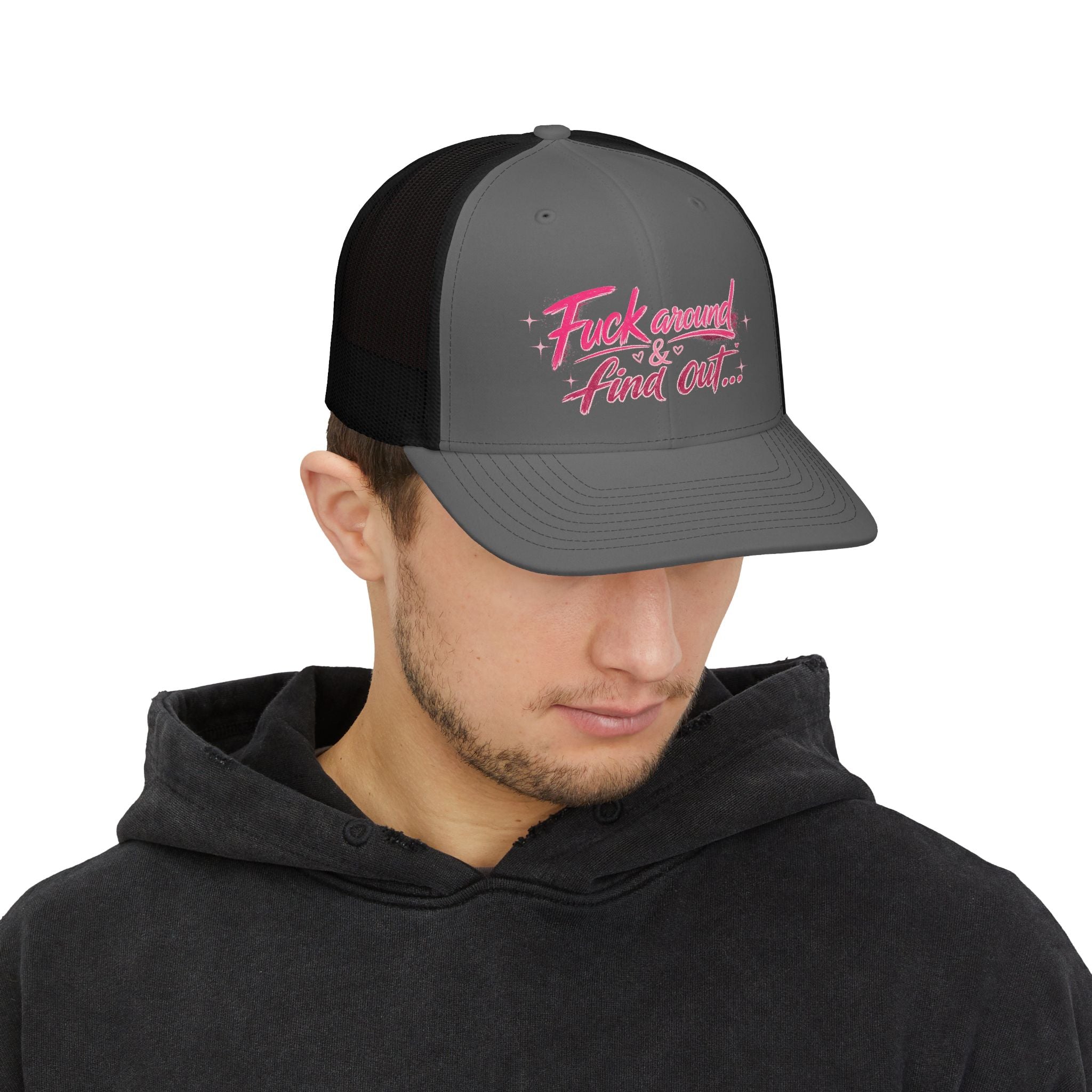 Trucker Cap — "F*** Around & Find Out" Pink Script Snapback