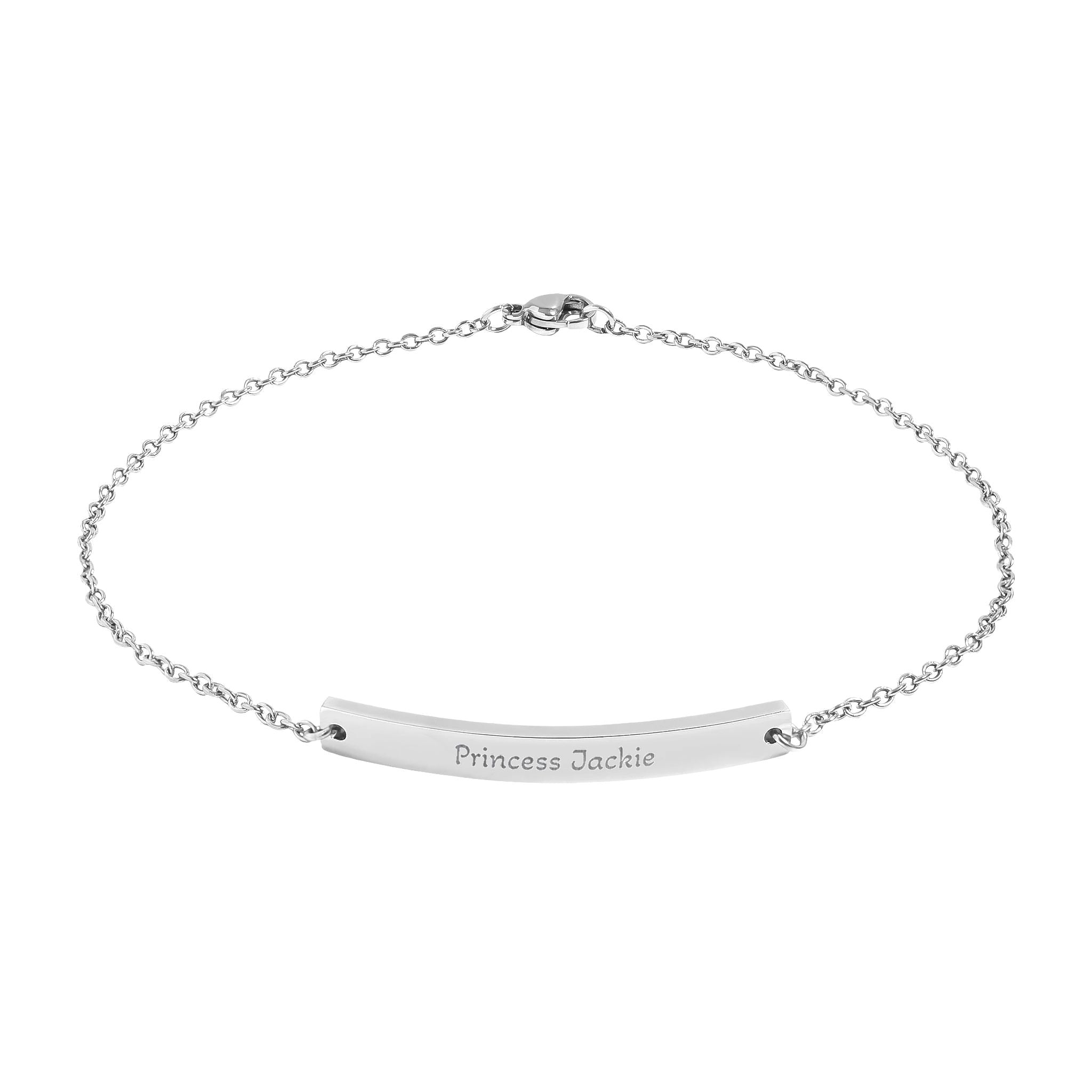 Personalized Curved Bar Anklet — Engraved Name Beach Bracelet