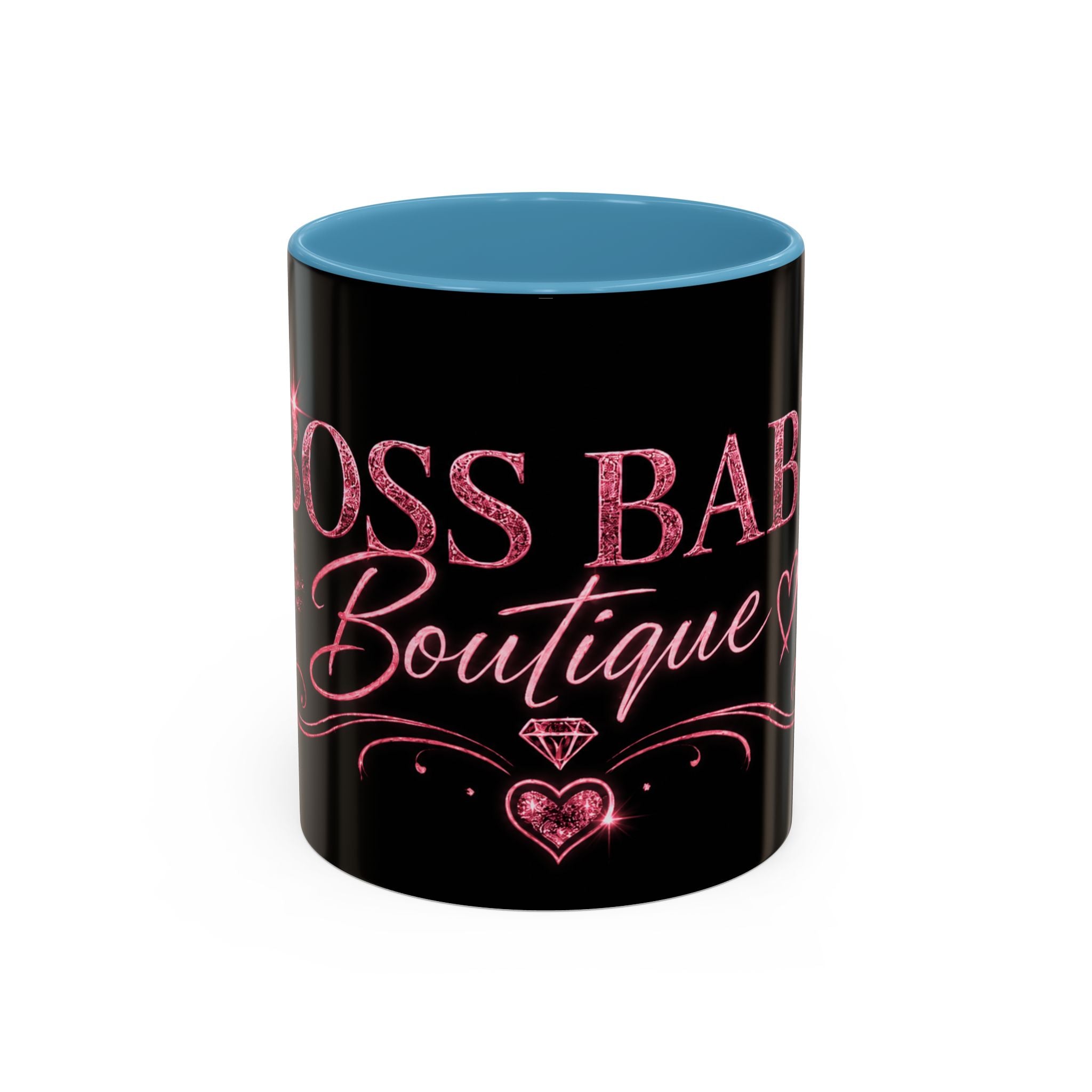 Boss Babe Boutique Coffee Mug — Pink Glitter Script Accent Mug (11/15oz)