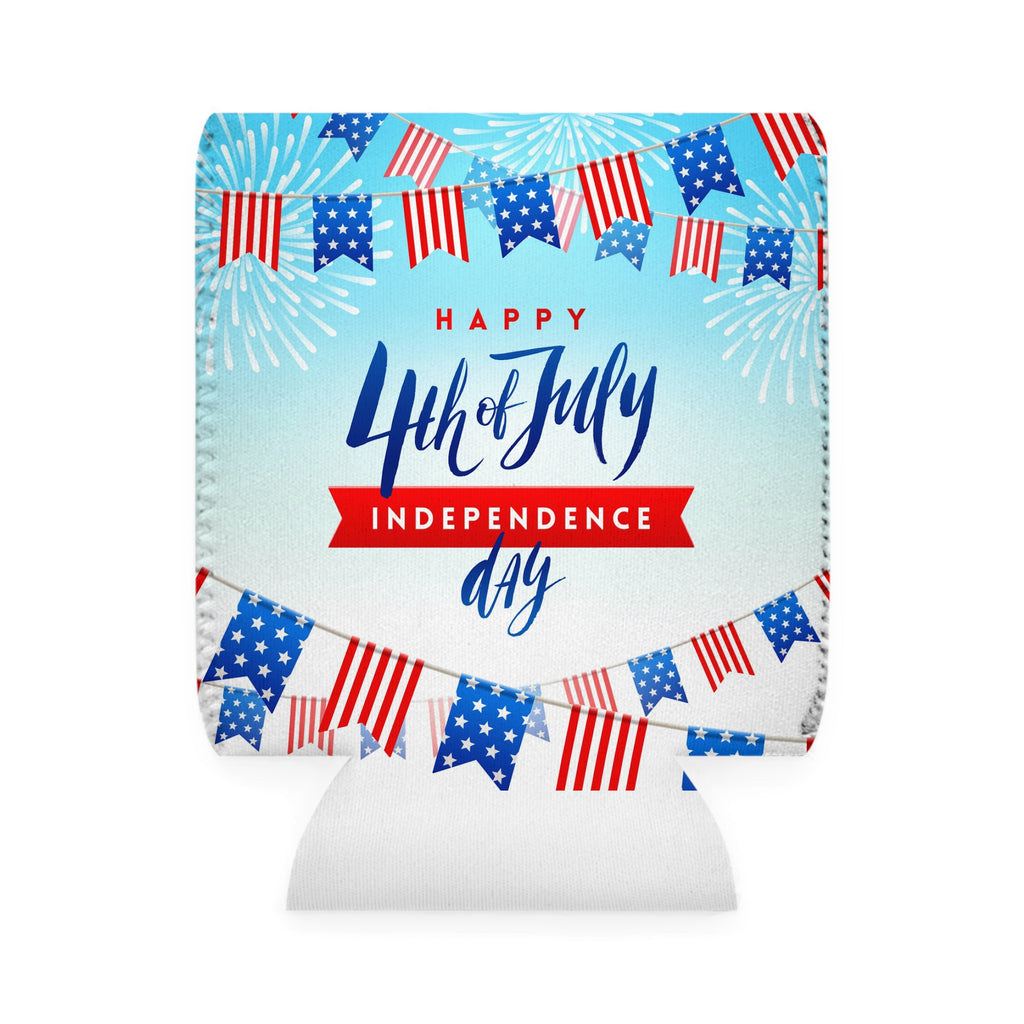 4th of July Can Cooler Sleeve – Independence Day Flag Bunting Koozie