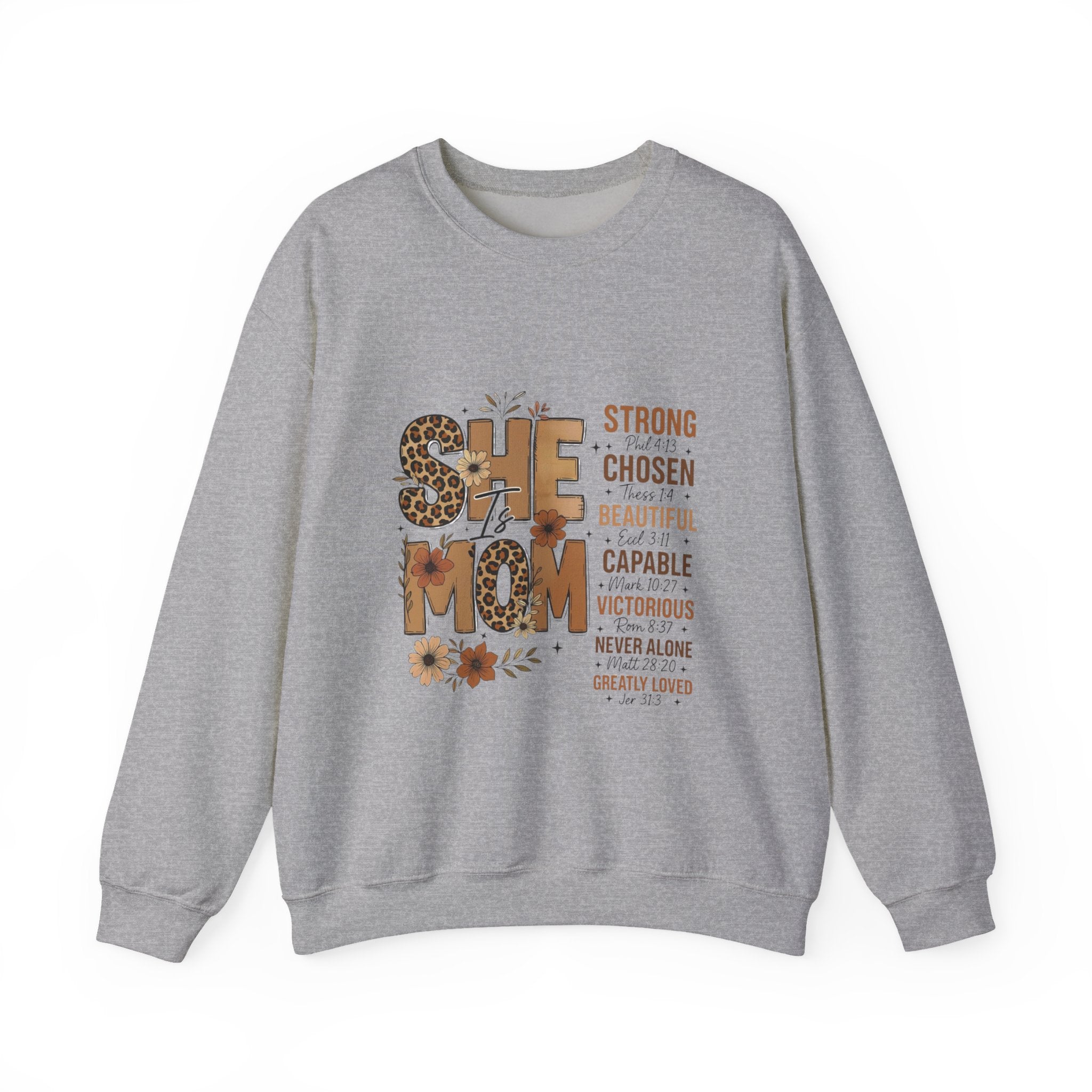 She Mom floral leopard typography Sweatshirt | inspirational mom quote