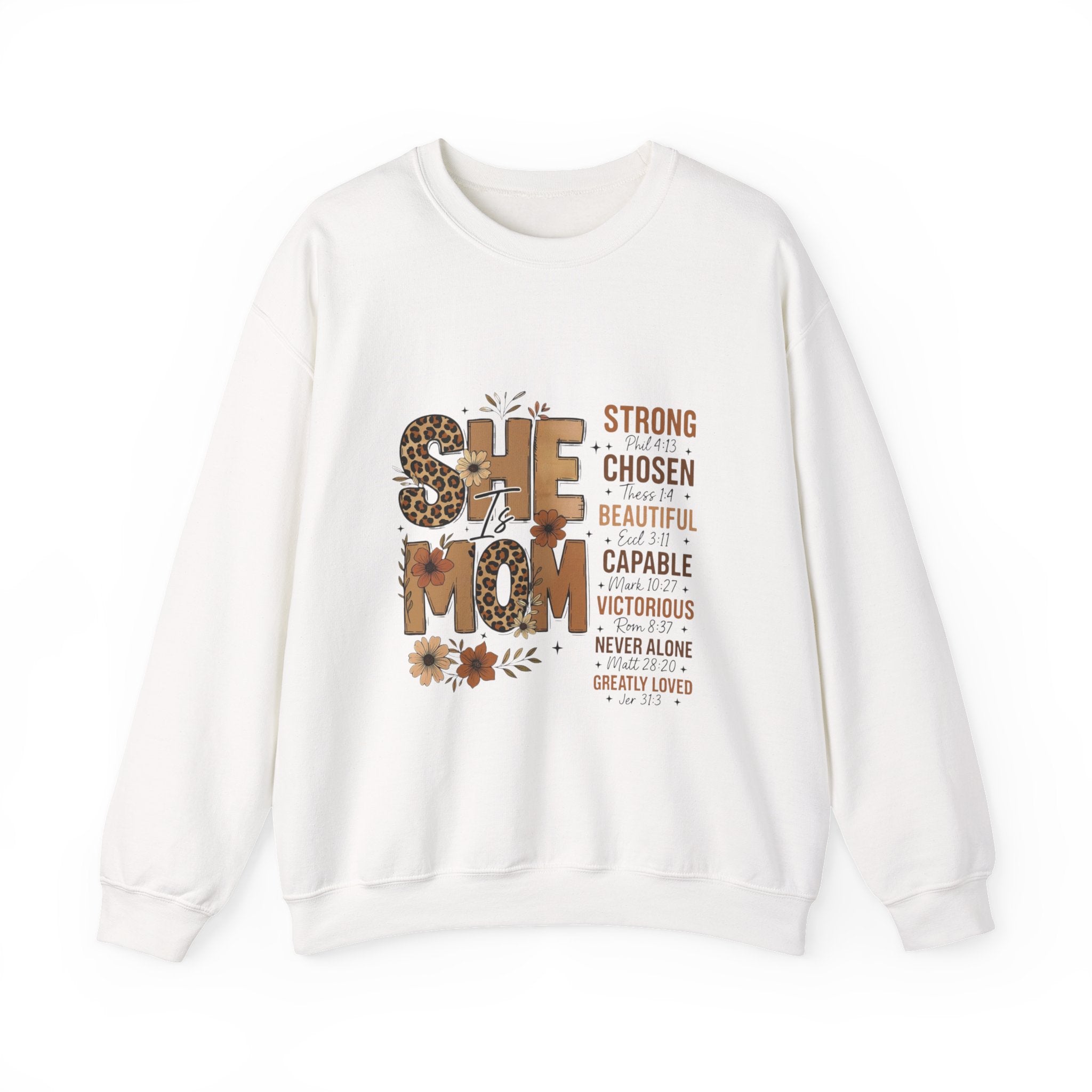 She Mom floral leopard typography Sweatshirt | inspirational mom quote
