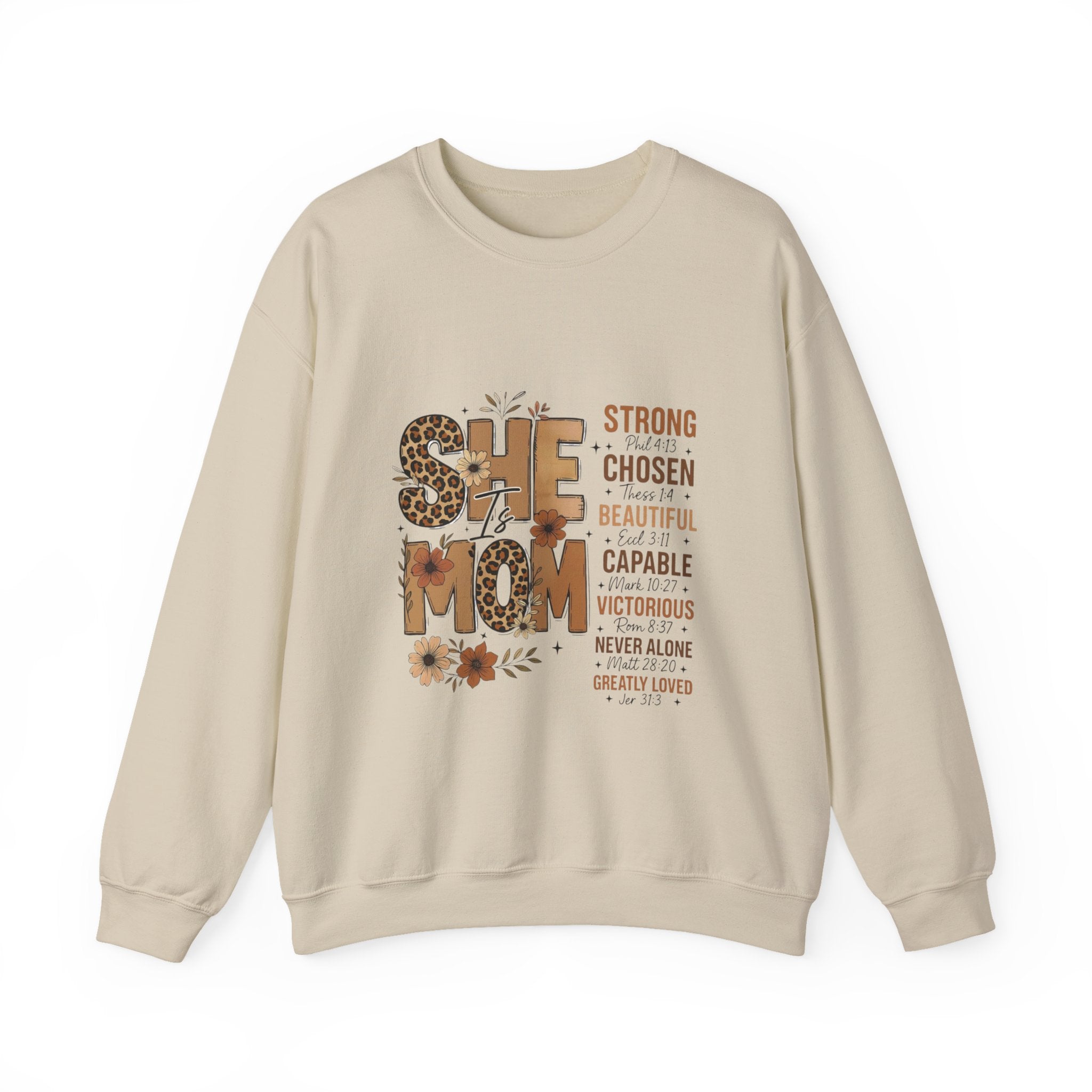 She Mom floral leopard typography Sweatshirt | inspirational mom quote