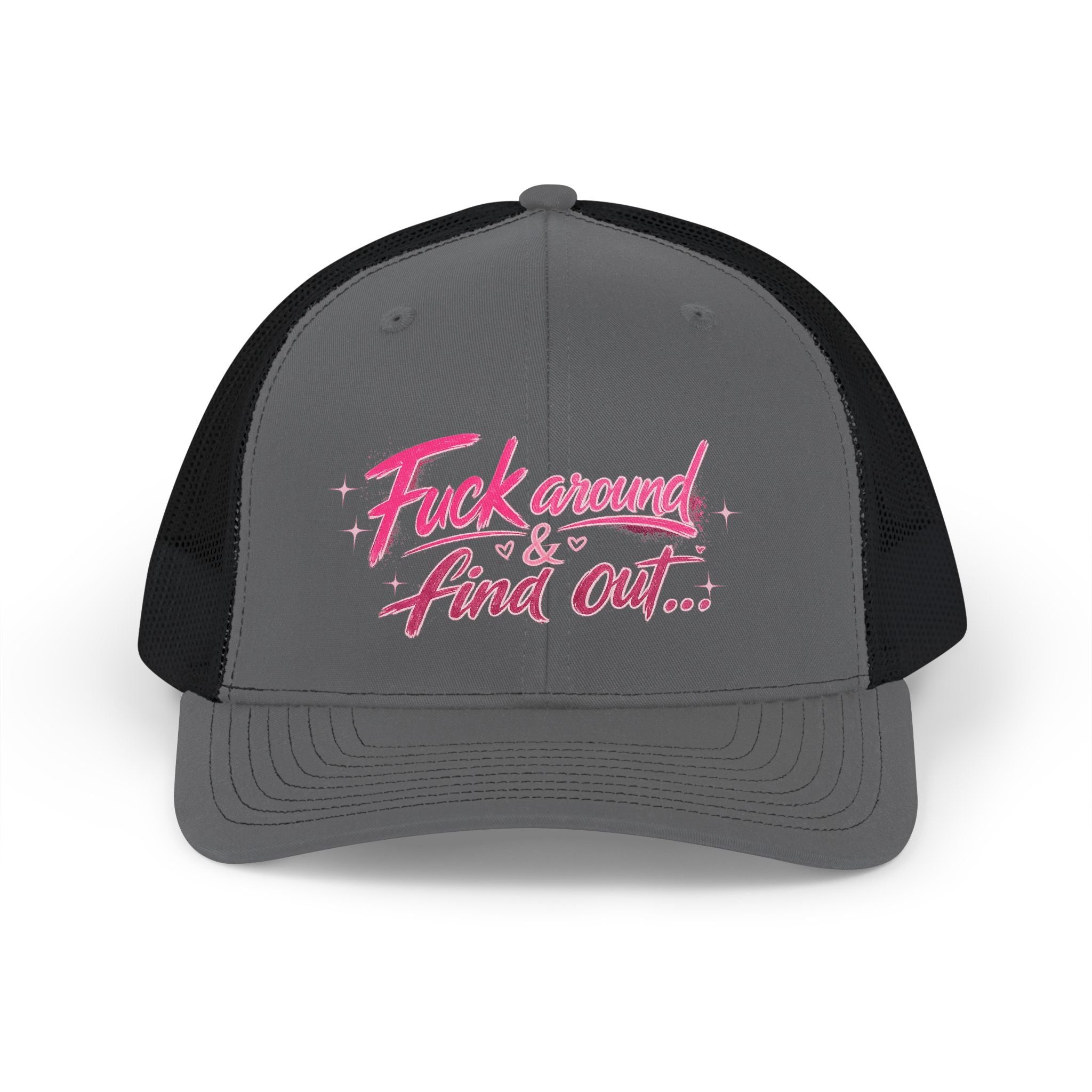 Trucker Cap — "F*** Around & Find Out" Pink Script Snapback