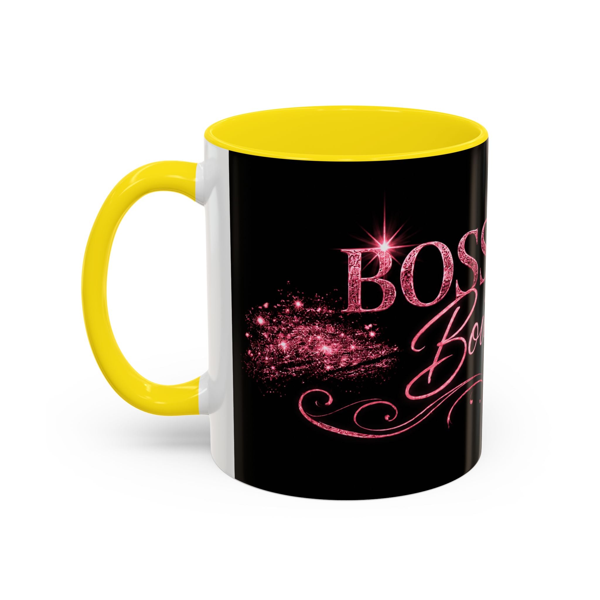 Boss Babe Boutique Coffee Mug — Pink Glitter Script Accent Mug (11/15oz)