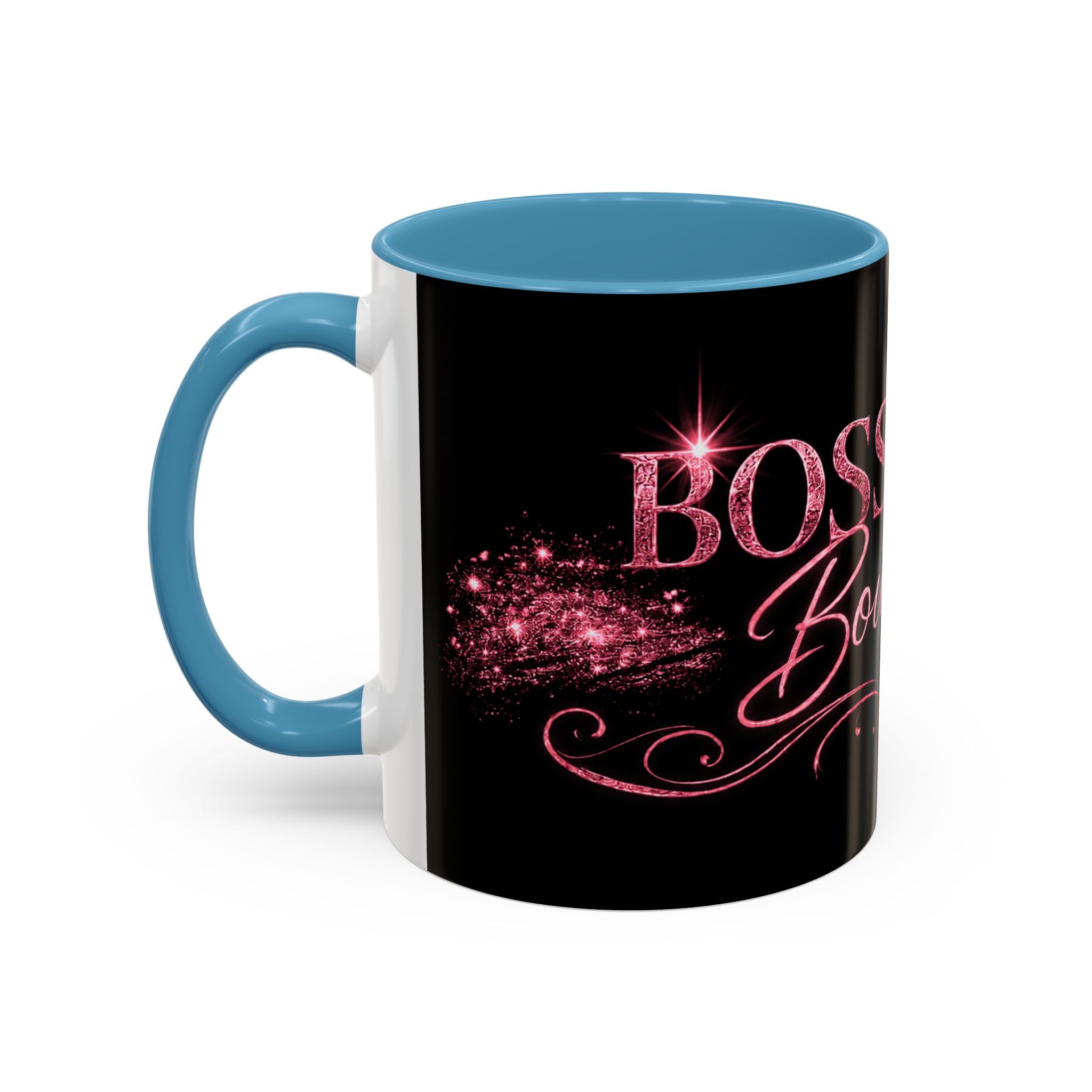 Boss Babe Boutique Coffee Mug — Pink Glitter Script Accent Mug (11/15oz)