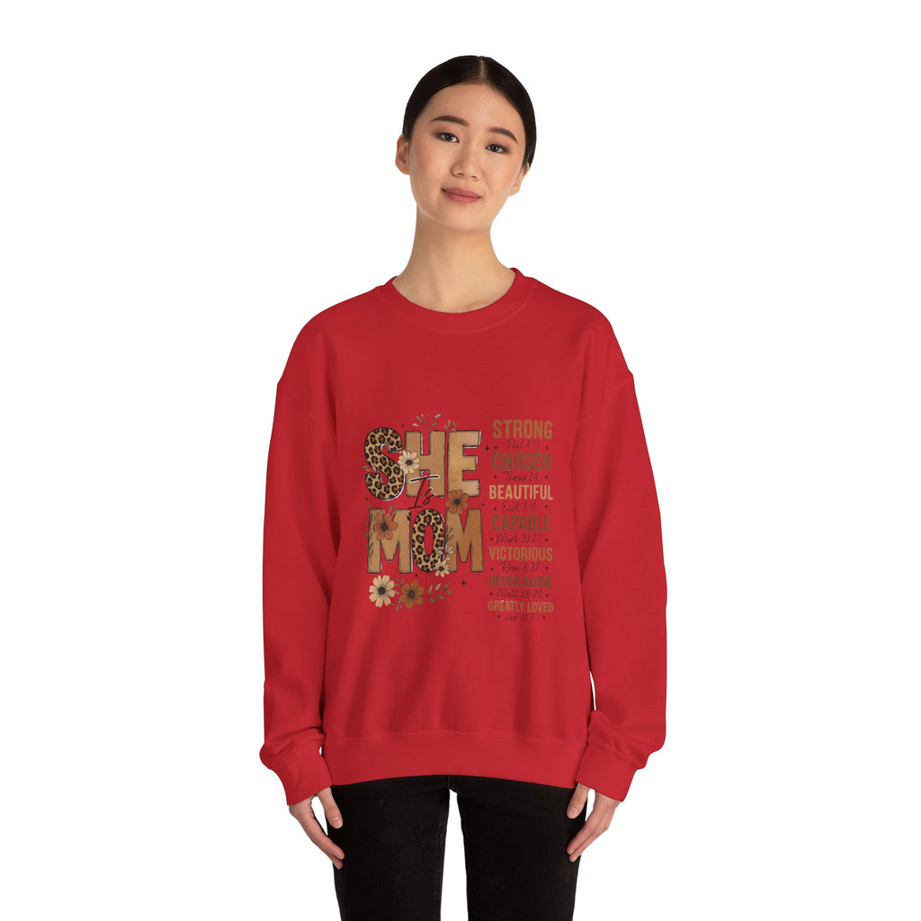 She Mom floral leopard typography Sweatshirt | inspirational mom quote