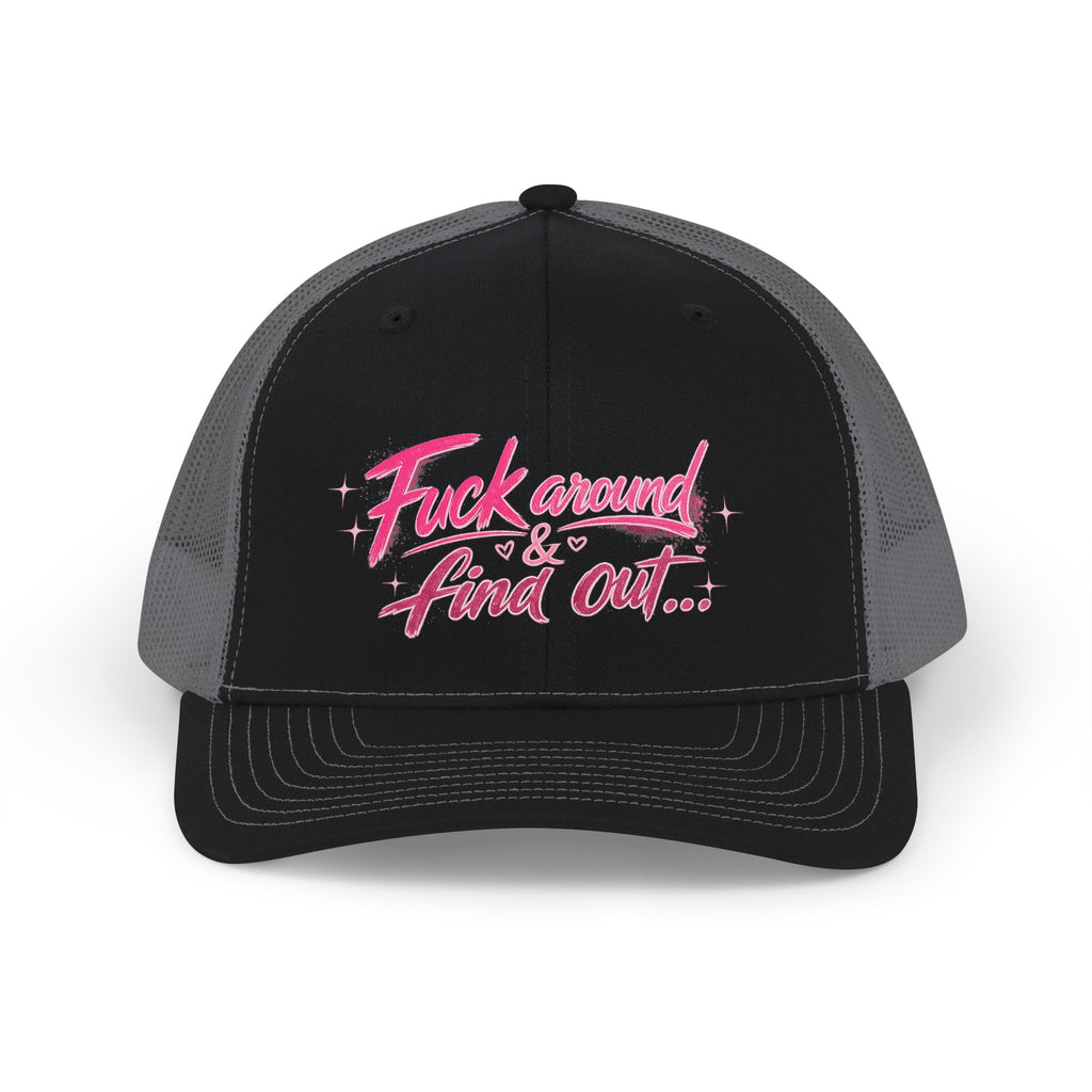 Trucker Cap — "F*** Around & Find Out" Pink Script Snapback