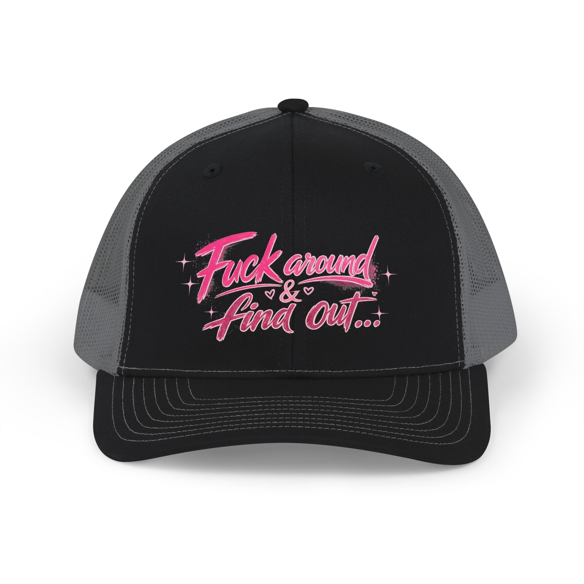 Trucker Cap — "F*** Around & Find Out" Pink Script Snapback