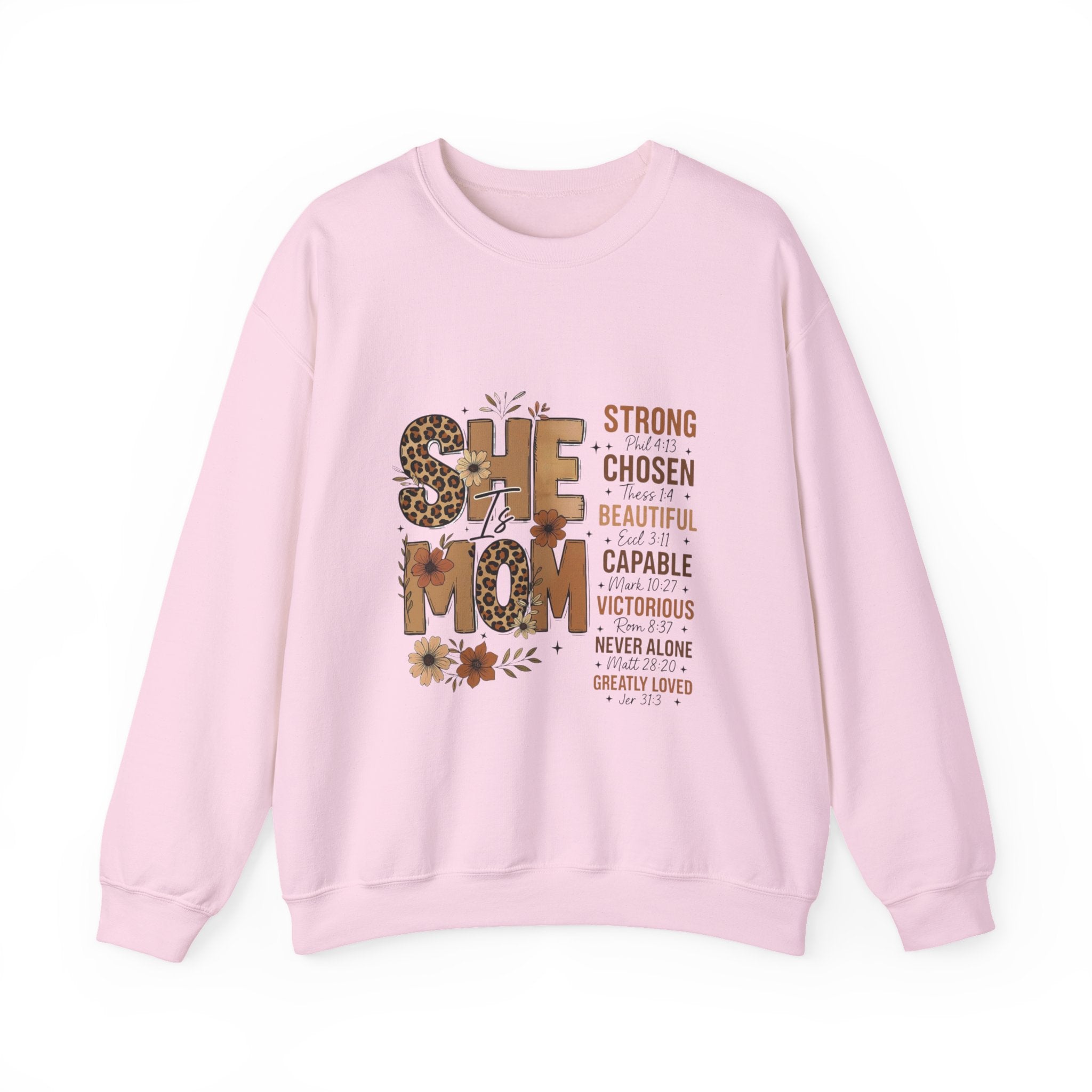 She Mom floral leopard typography Sweatshirt | inspirational mom quote