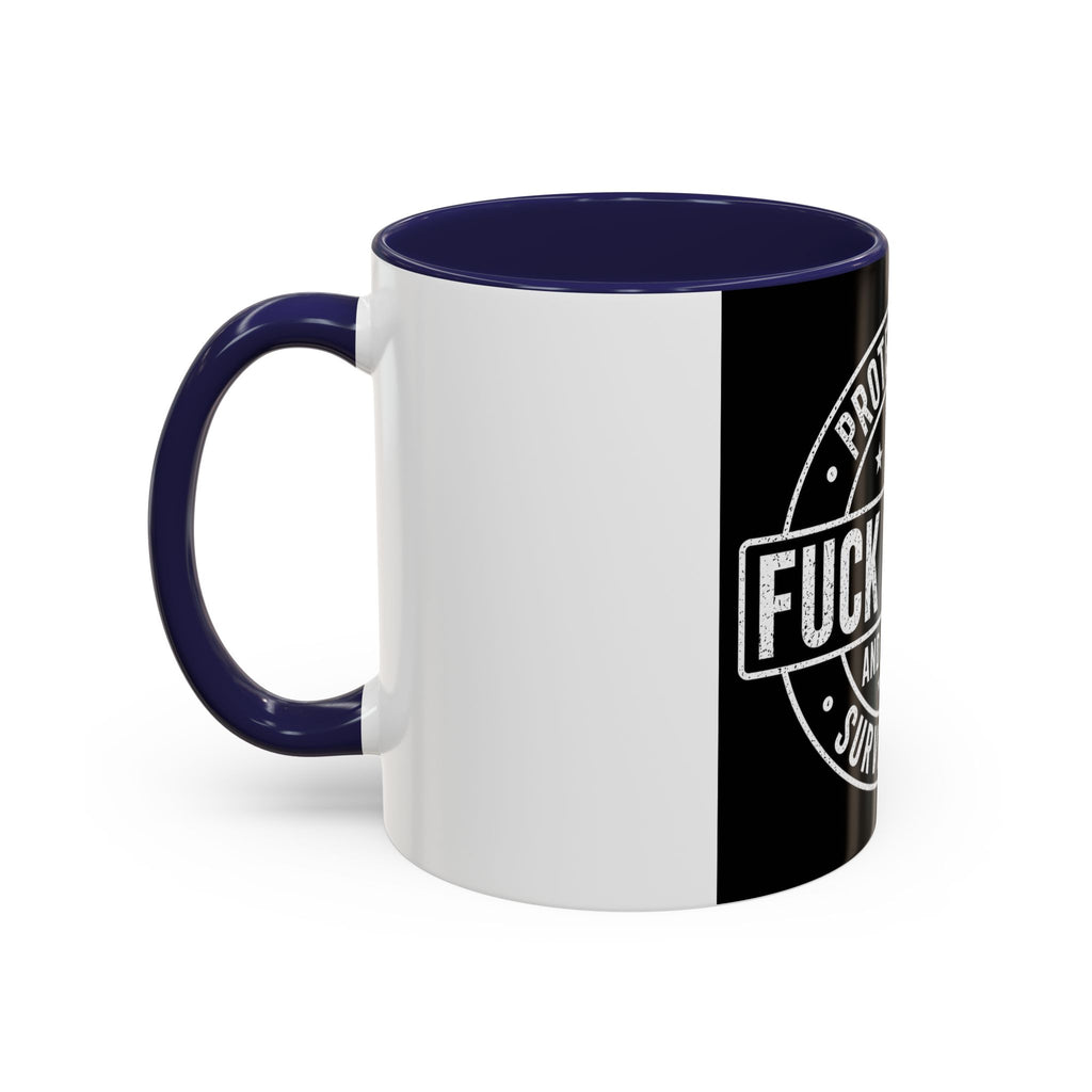 Coffee Mug — "Protected by Surveillance: Fuck Around and Find Out" Black Accent