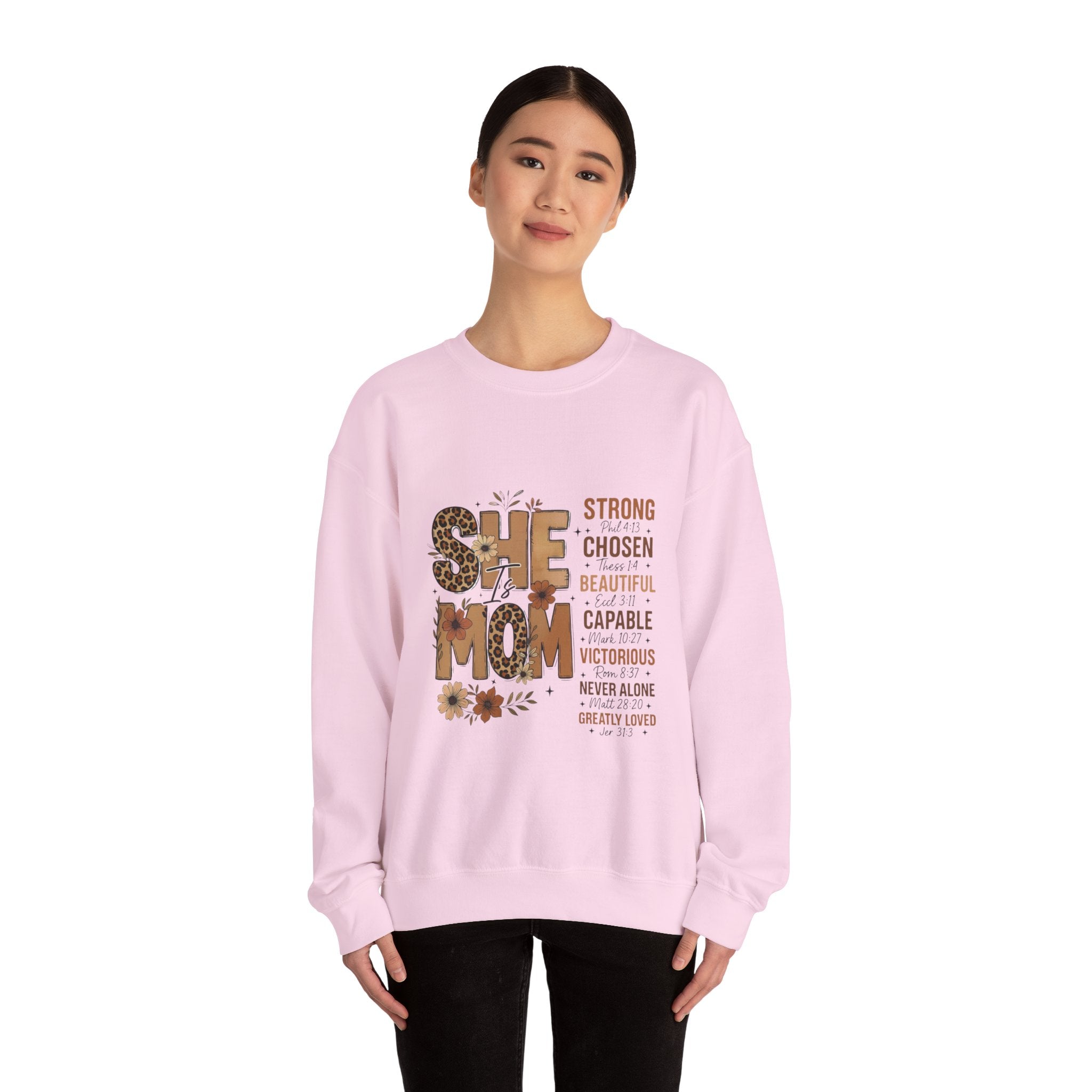 She Mom floral leopard typography Sweatshirt | inspirational mom quote