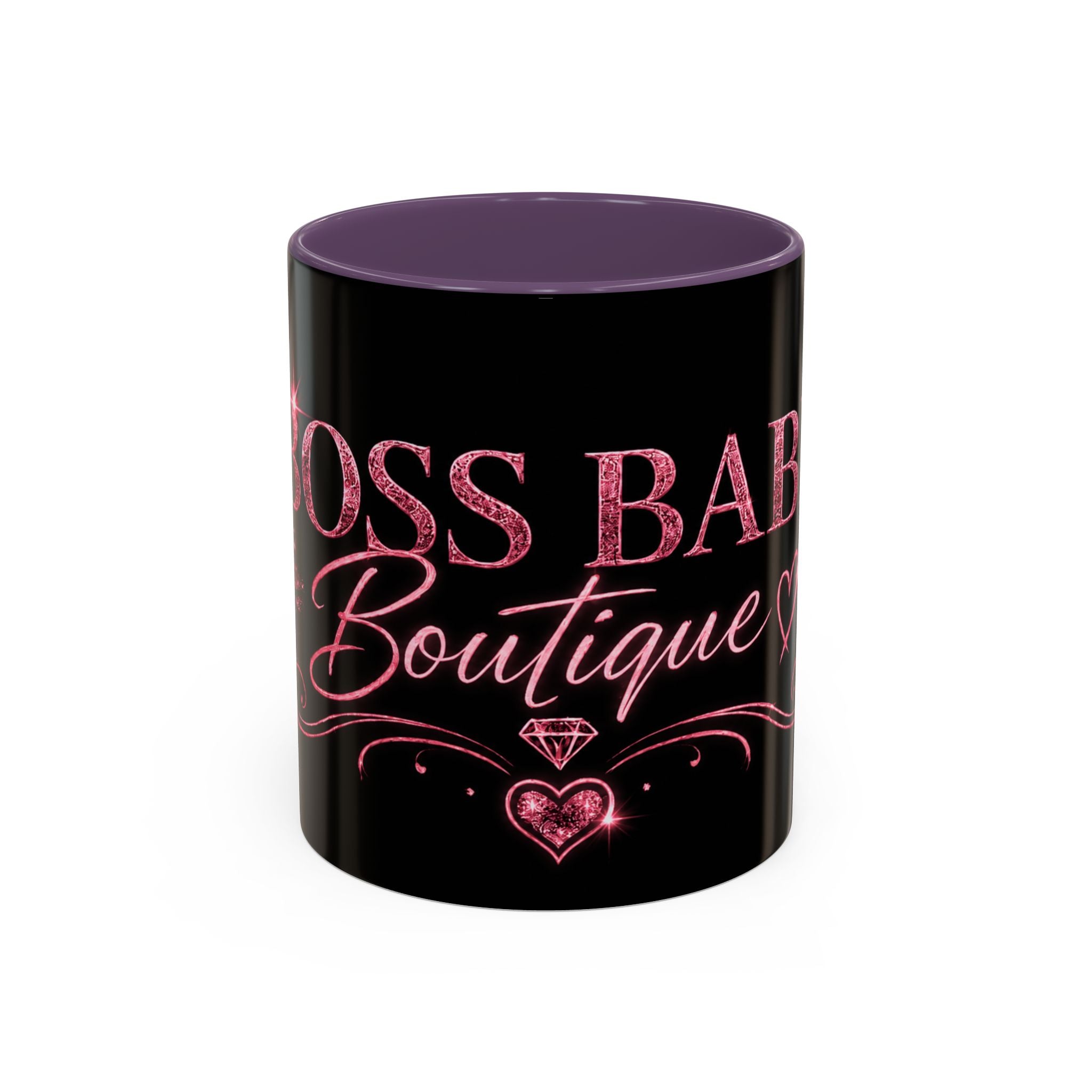 Boss Babe Boutique Coffee Mug — Pink Glitter Script Accent Mug (11/15oz)