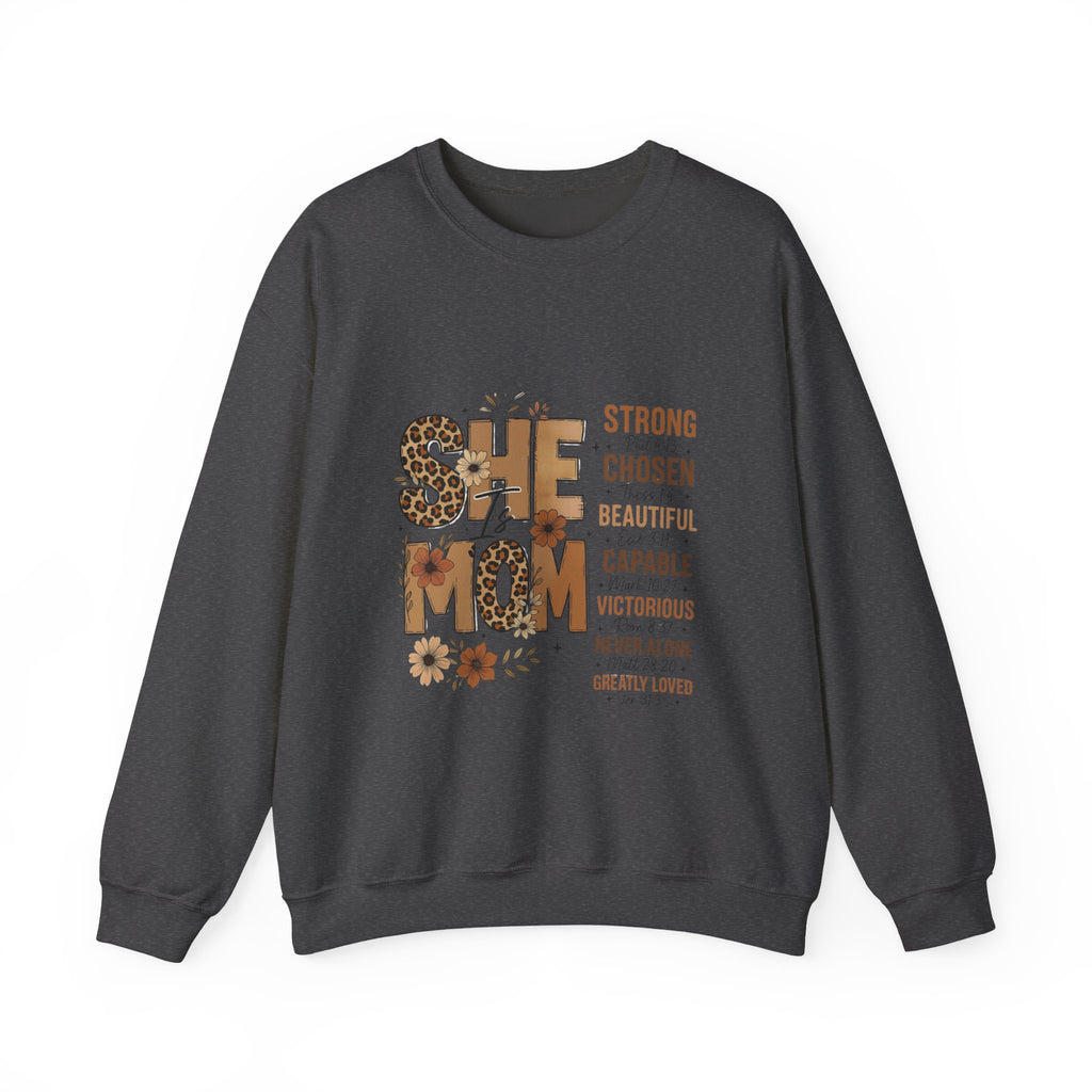 She Mom floral leopard typography Sweatshirt | inspirational mom quote