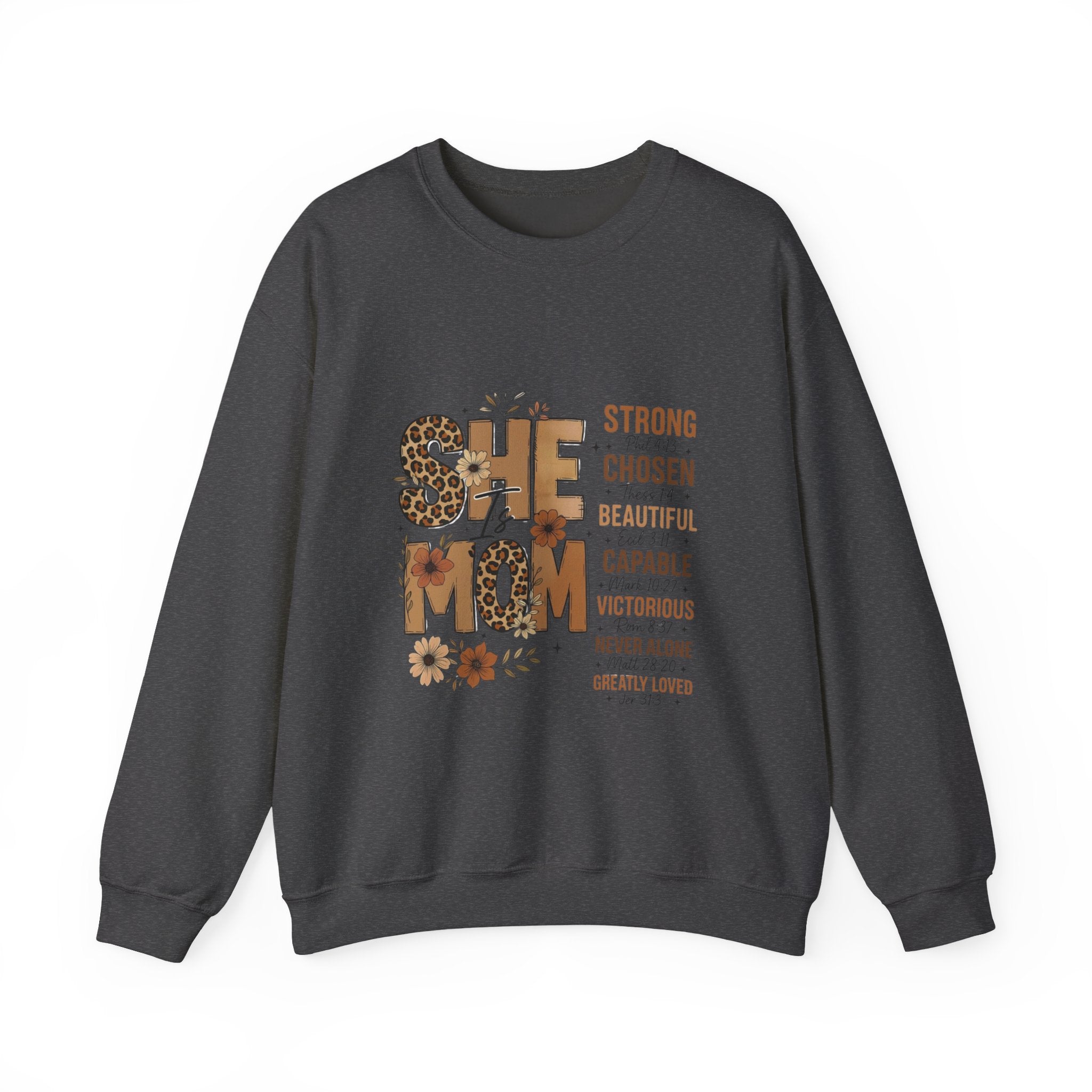 She Mom floral leopard typography Sweatshirt | inspirational mom quote