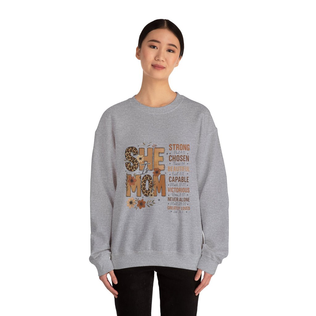 She Mom floral leopard typography Sweatshirt | inspirational mom quote