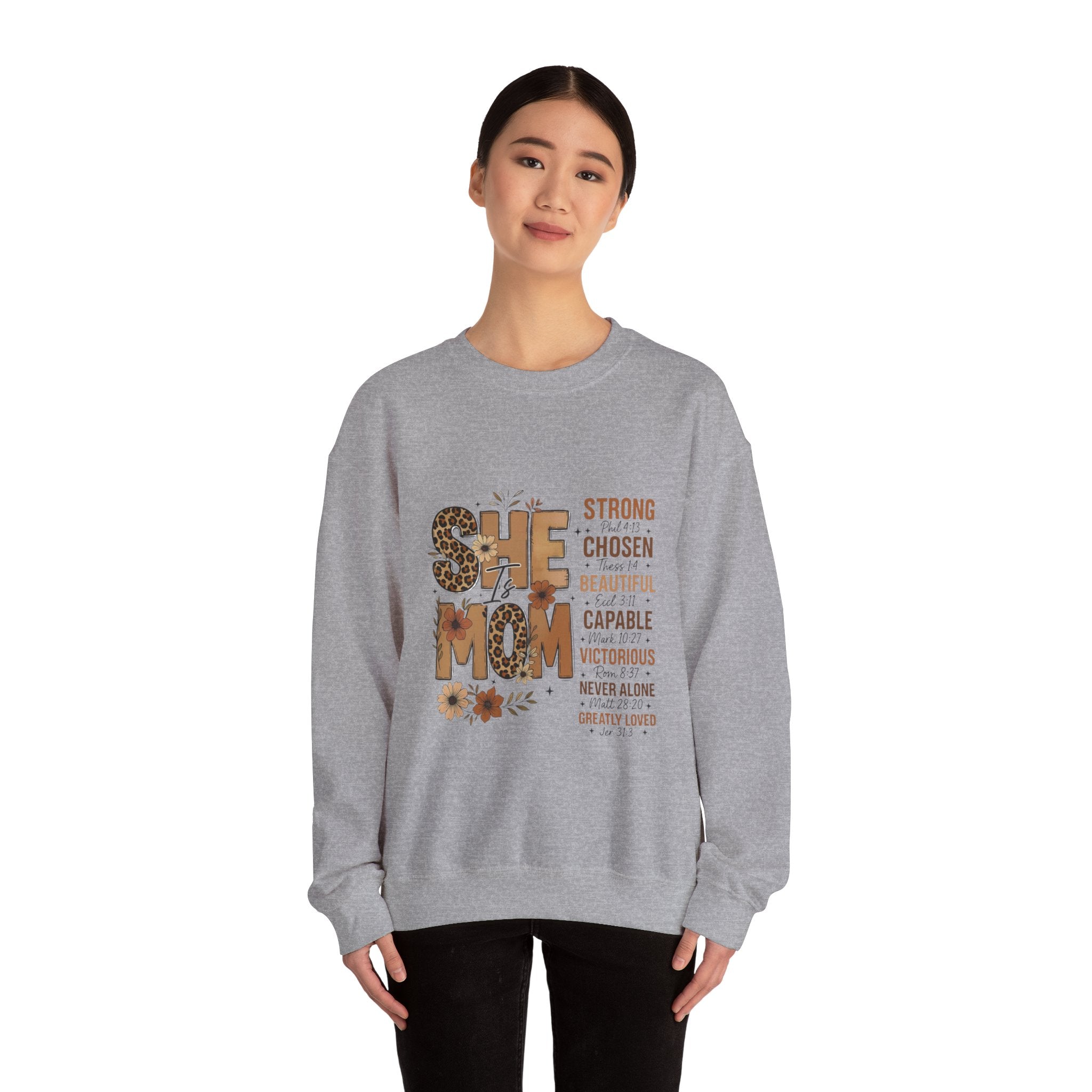 She Mom floral leopard typography Sweatshirt | inspirational mom quote