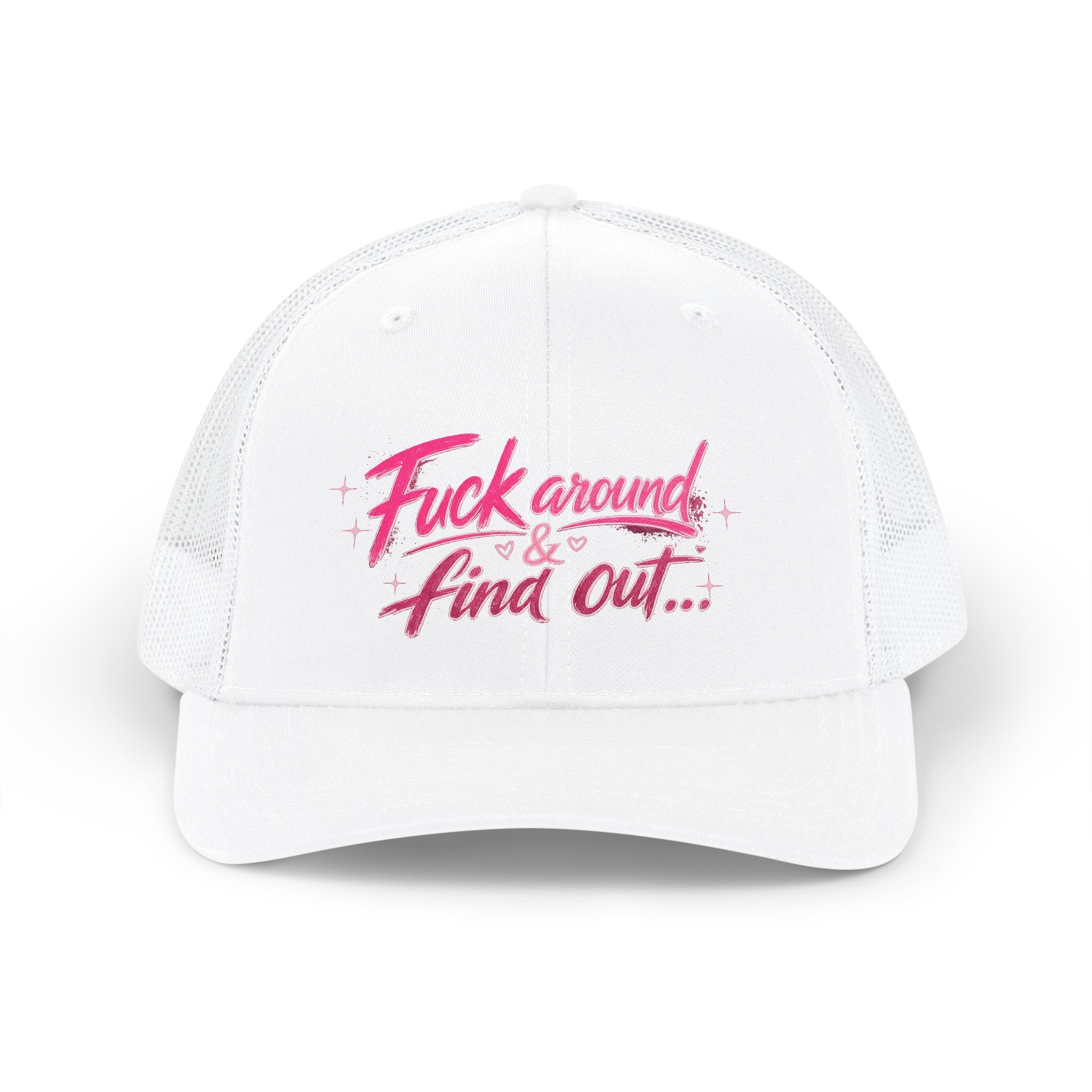 Trucker Cap — "F*** Around & Find Out" Pink Script Snapback